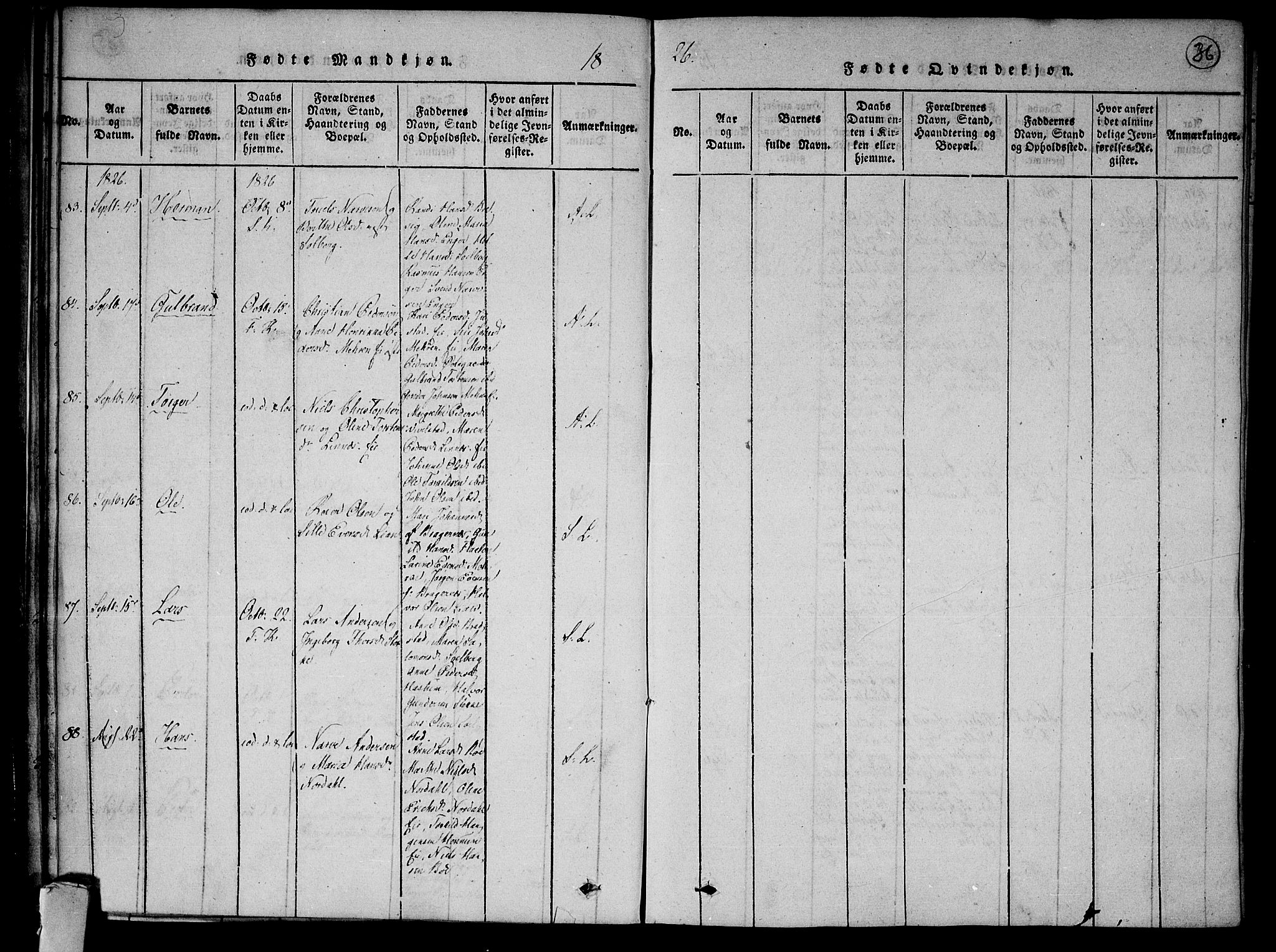 Lier kirkebøker, AV/SAKO-A-230/F/Fa/L0009: Parish register (official) no. I 9, 1824-1827, p. 36