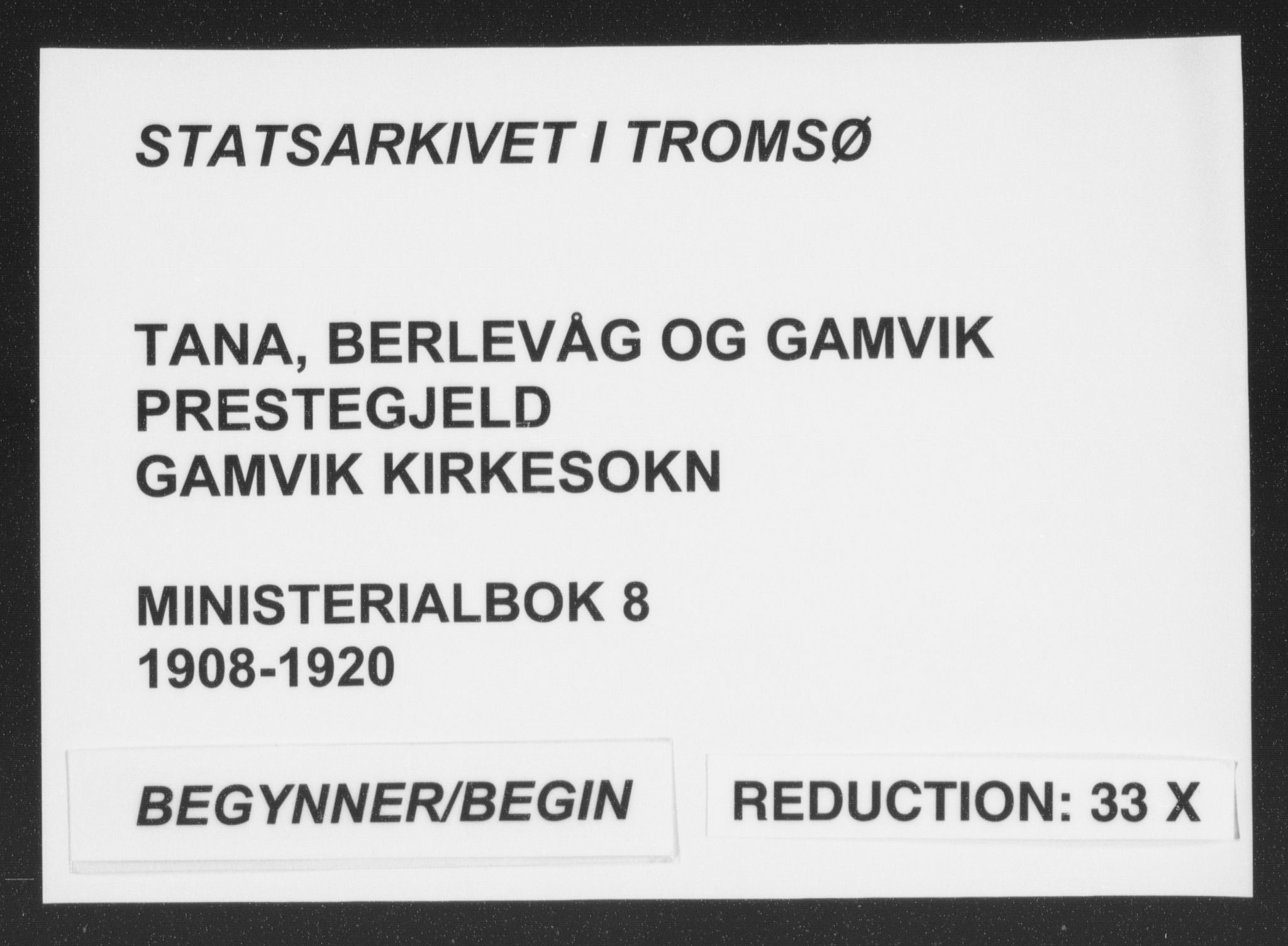 Tana sokneprestkontor, AV/SATØ-S-1334/H/Ha/L0008kirke: Parish register (official) no. 8, 1908-1920