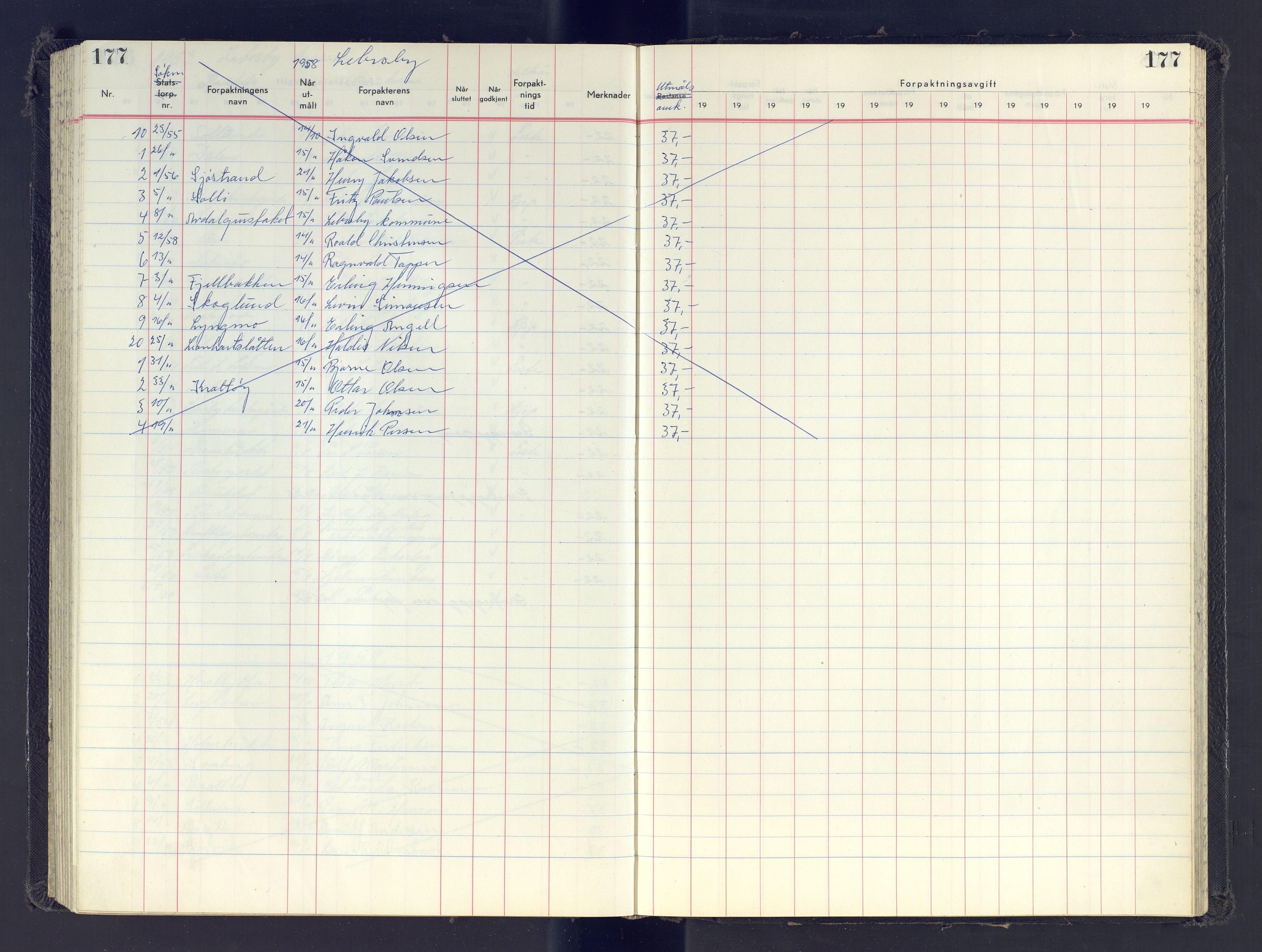 Finnmark jordsalgskommisjon/jordsalgskontor og Statskog SF Finnmark jordsalgskontor, AV/SATØ-S-1443/J/Jb/L0001: Protokoll for salg og forpaktning, 1948-1958, p. 177