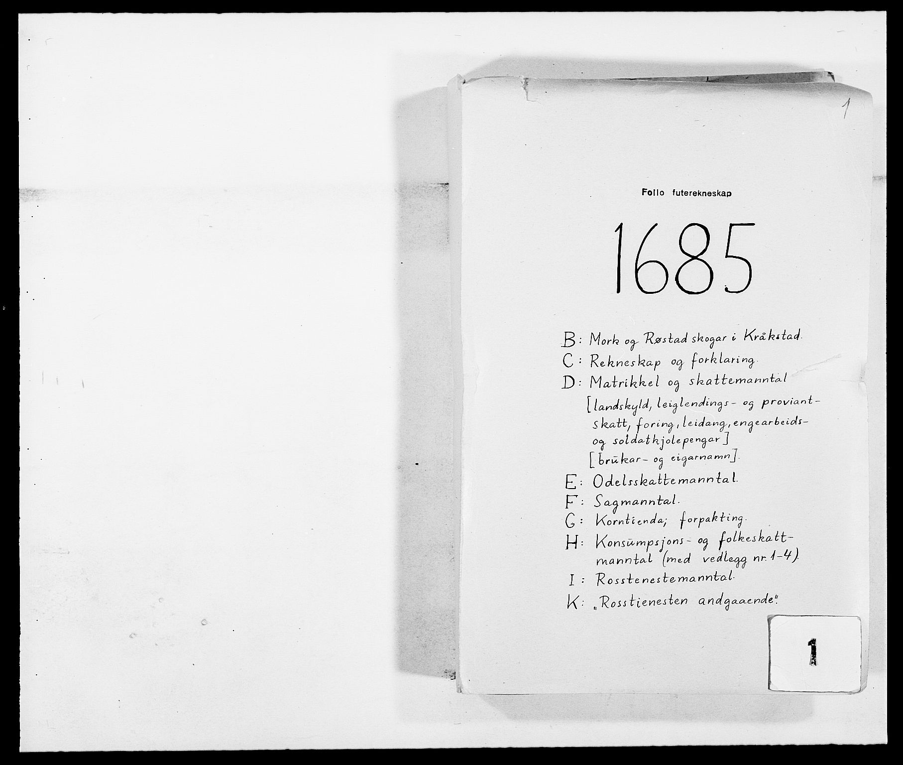 Rentekammeret inntil 1814, Reviderte regnskaper, Fogderegnskap, RA/EA-4092/R09/L0433: Fogderegnskap Follo, 1685-1686, p. 1