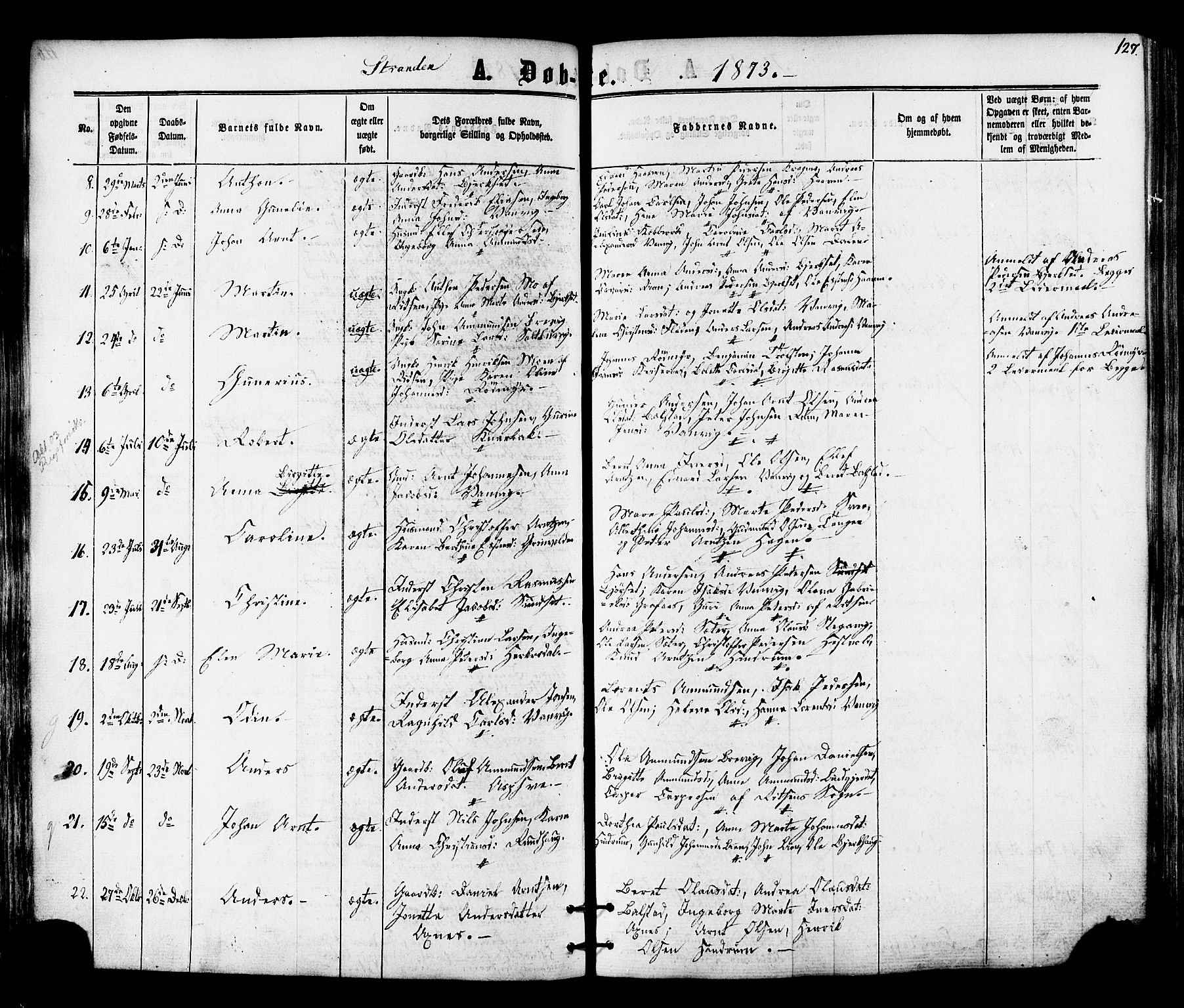 Ministerialprotokoller, klokkerbøker og fødselsregistre - Nord-Trøndelag, SAT/A-1458/701/L0009: Parish register (official) no. 701A09 /2, 1864-1882, p. 127