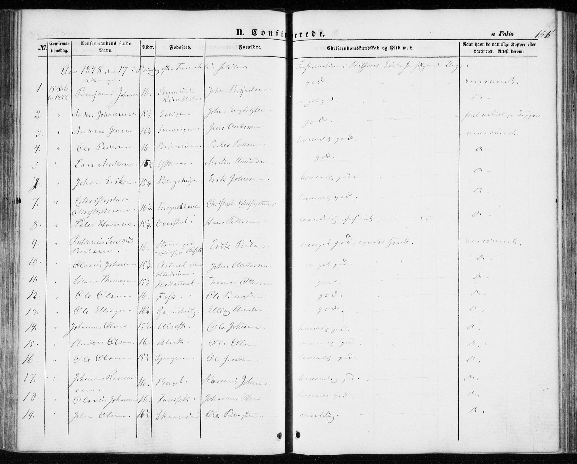 Ministerialprotokoller, klokkerbøker og fødselsregistre - Sør-Trøndelag, AV/SAT-A-1456/646/L0611: Parish register (official) no. 646A09, 1848-1857, p. 155