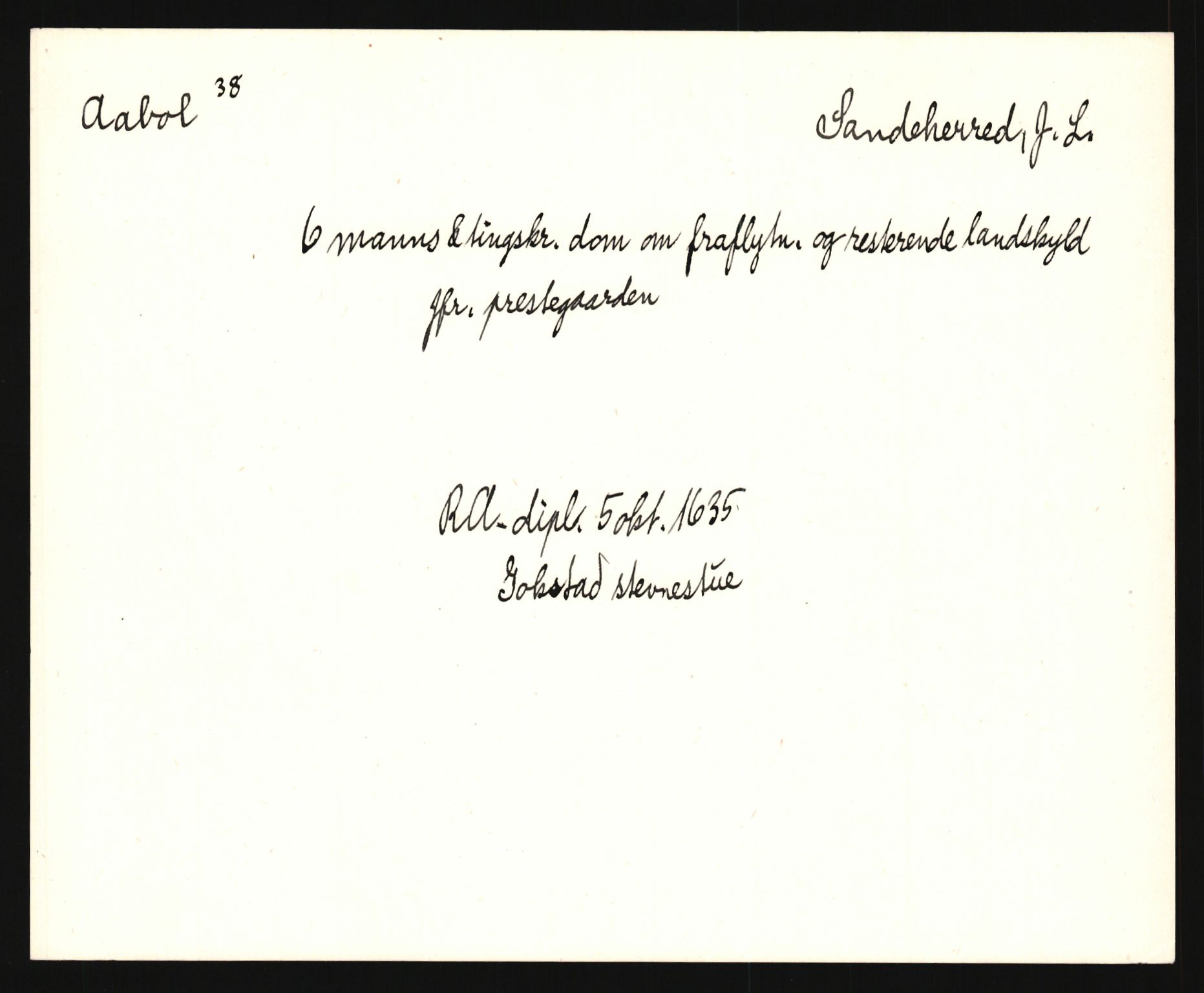 Riksarkivets diplomsamling, AV/RA-EA-5965/F35/F35e/L0019: Registreringssedler Vestfold 2, 1400-1700, p. 255