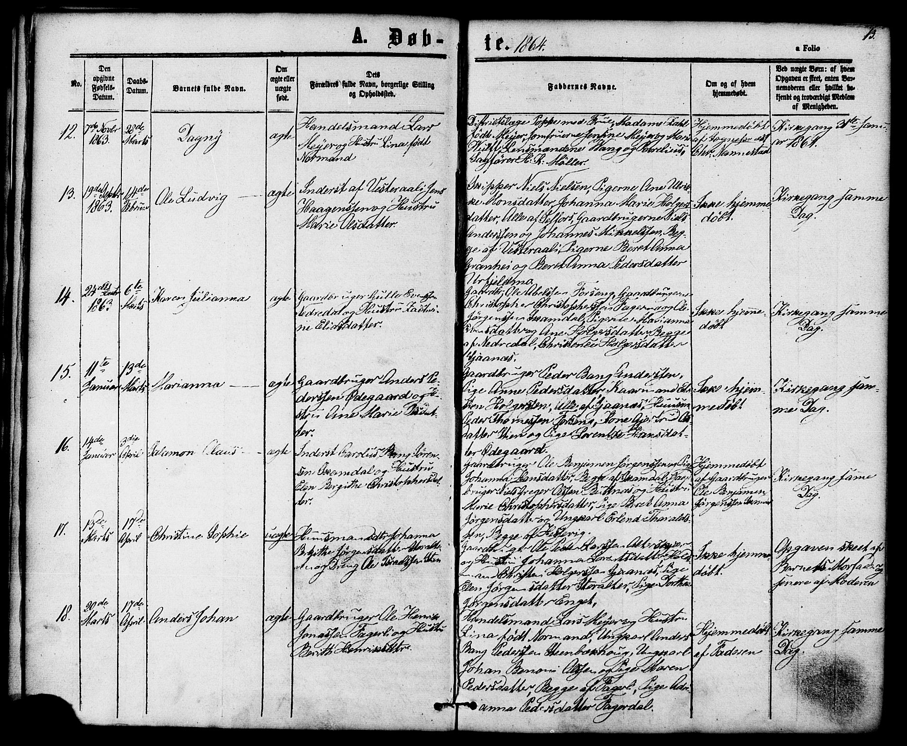 Ministerialprotokoller, klokkerbøker og fødselsregistre - Nordland, AV/SAT-A-1459/827/L0393: Parish register (official) no. 827A05, 1863-1883, p. 13