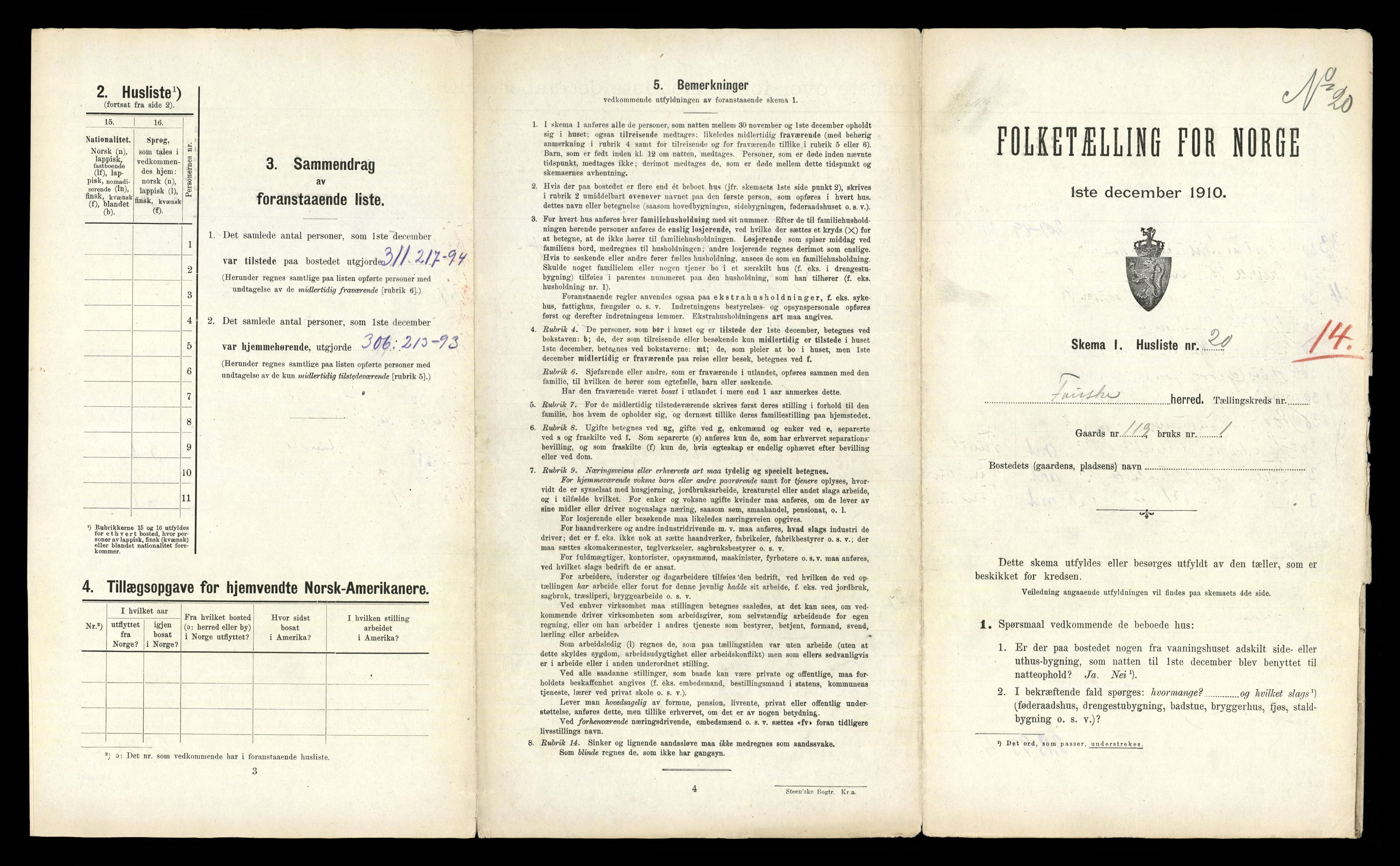 RA, 1910 census for Fauske, 1910, p. 124