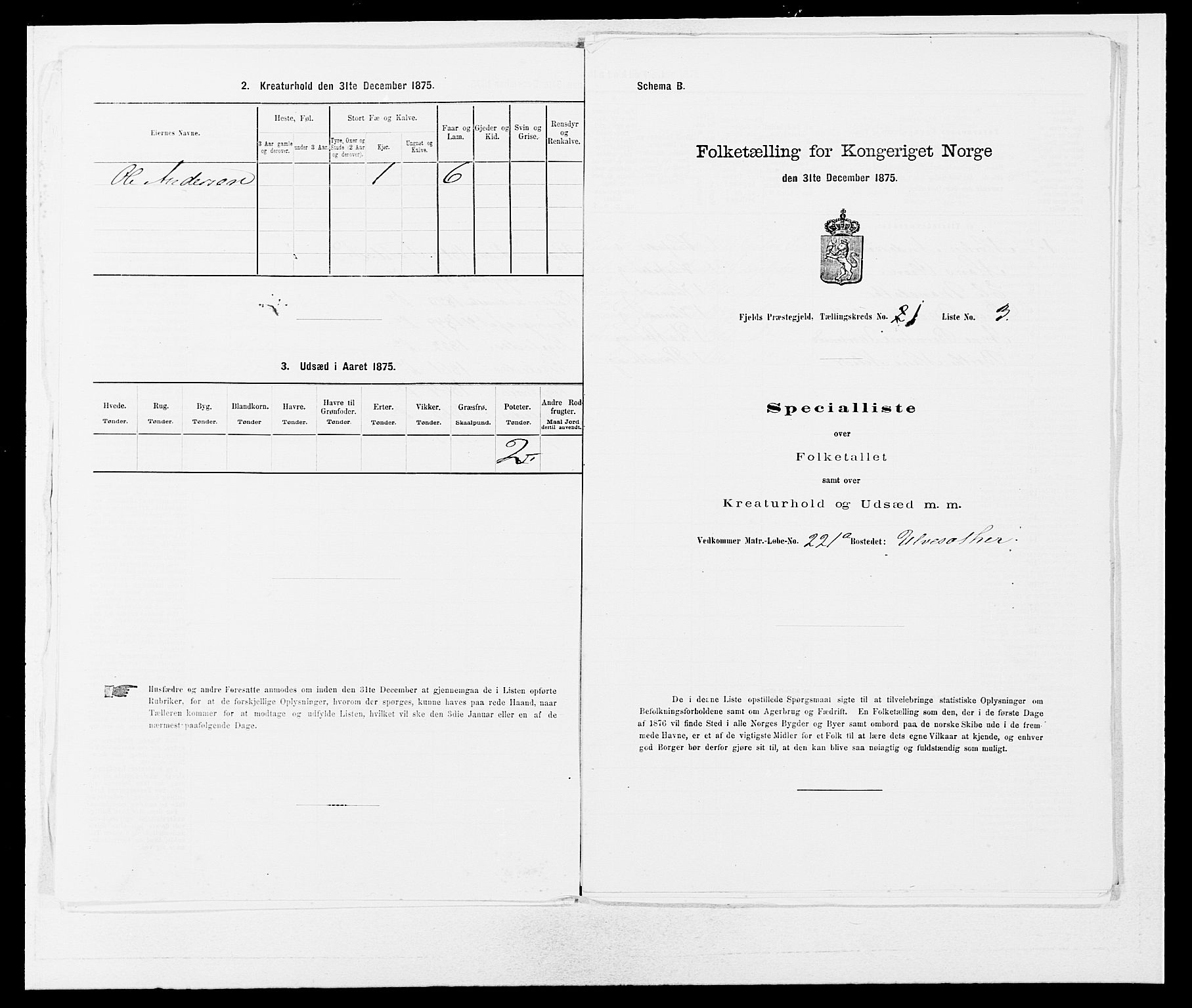 SAB, 1875 census for 1246P Fjell, 1875, p. 25