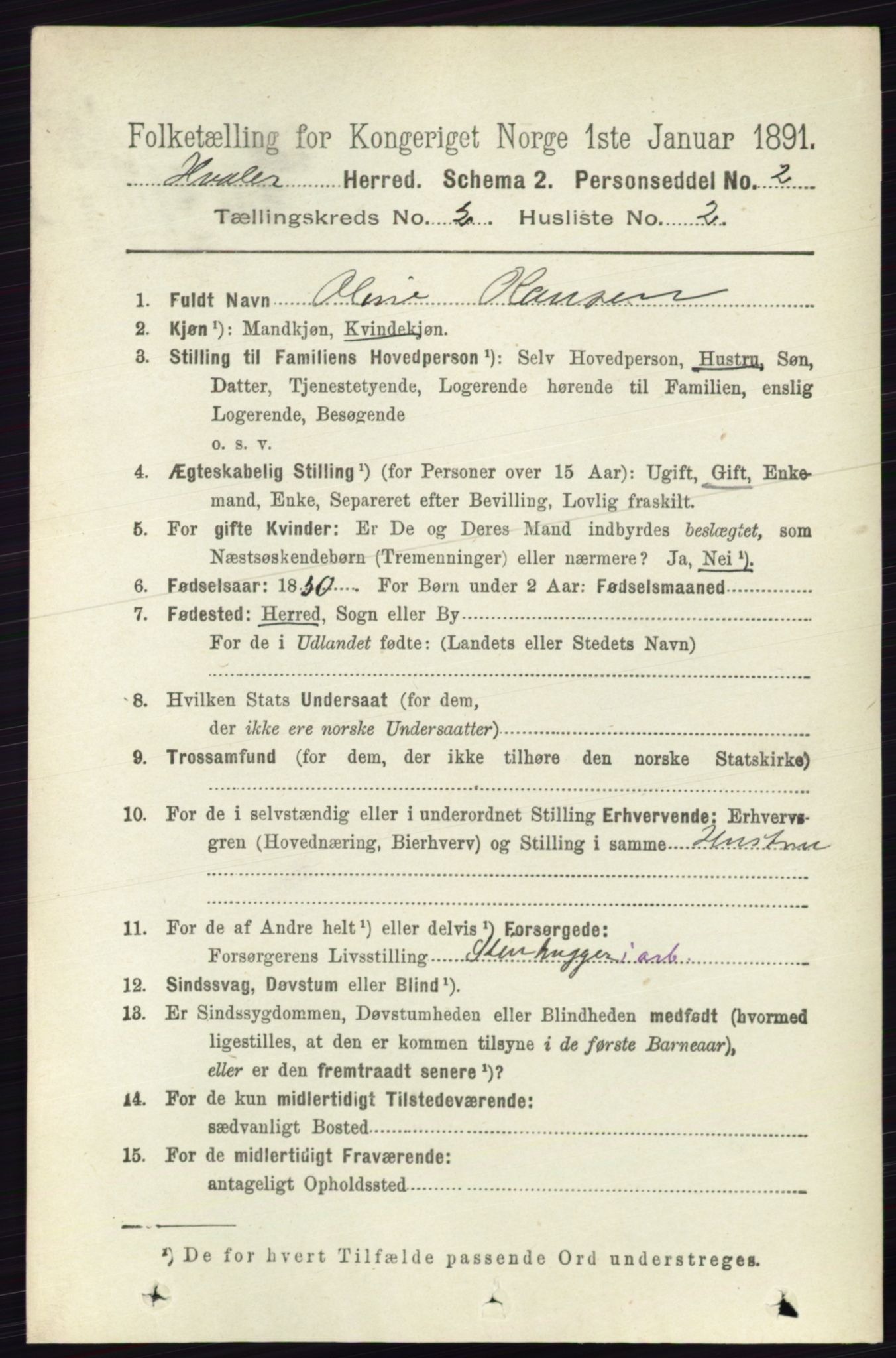 RA, 1891 census for 0111 Hvaler, 1891, p. 1015