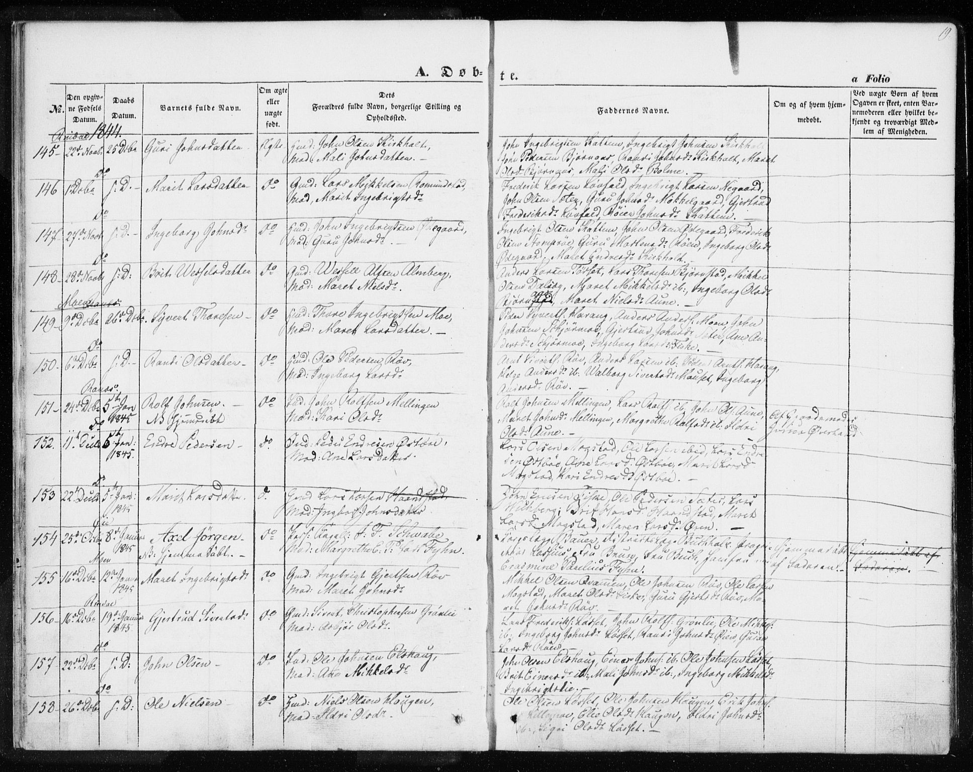 Ministerialprotokoller, klokkerbøker og fødselsregistre - Møre og Romsdal, AV/SAT-A-1454/595/L1043: Parish register (official) no. 595A05, 1843-1851, p. 19