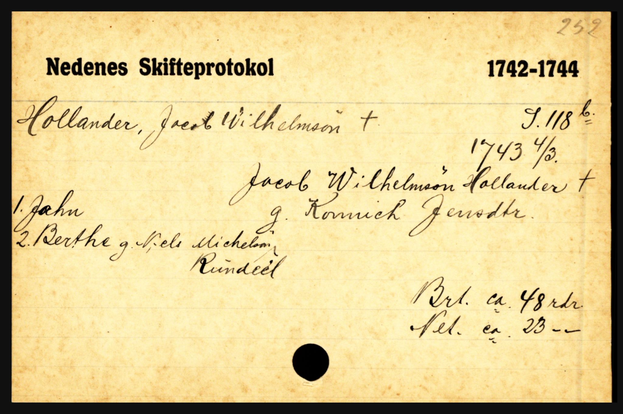 Nedenes sorenskriveri før 1824, AV/SAK-1221-0007/H, p. 12497
