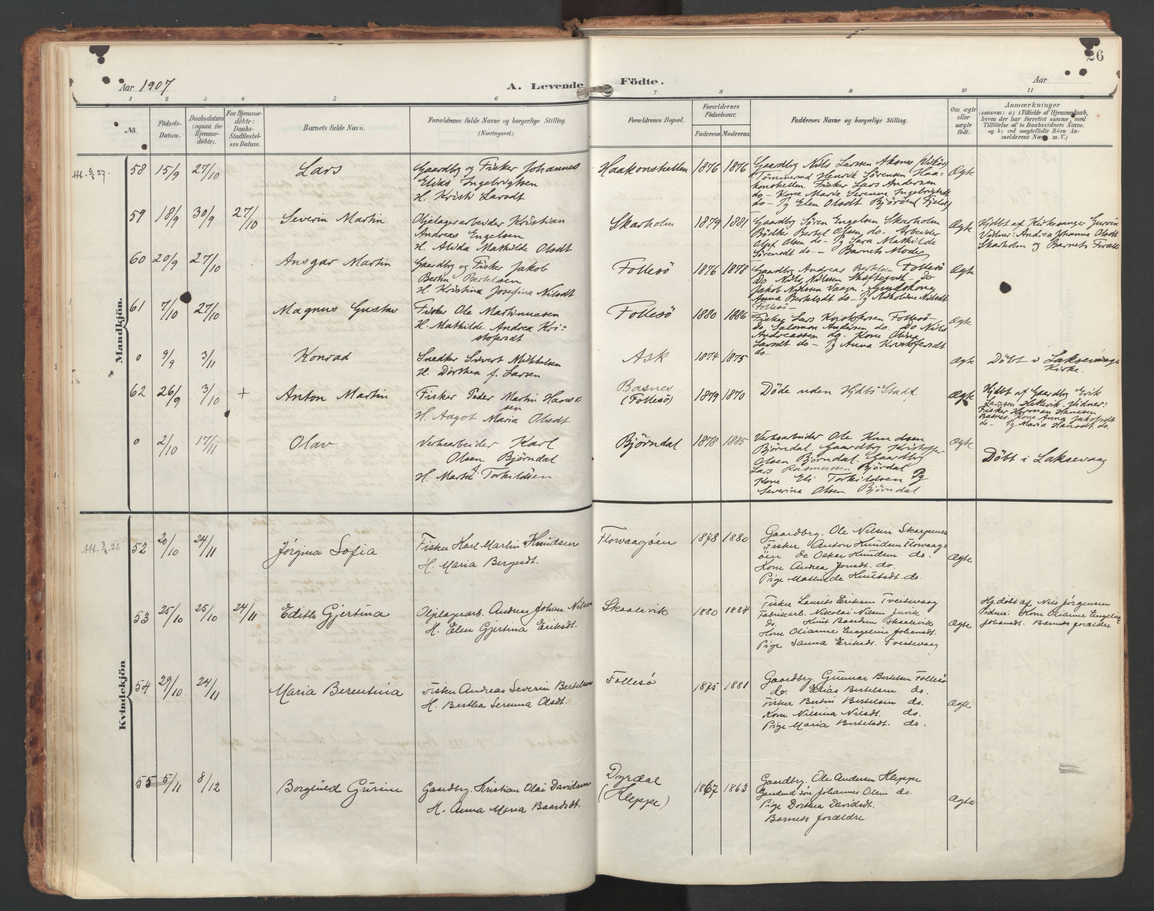 Askøy Sokneprestembete, AV/SAB-A-74101/H/Ha/Haa/Haac/L0002: Parish register (official) no. C 2, 1905-1922, p. 26