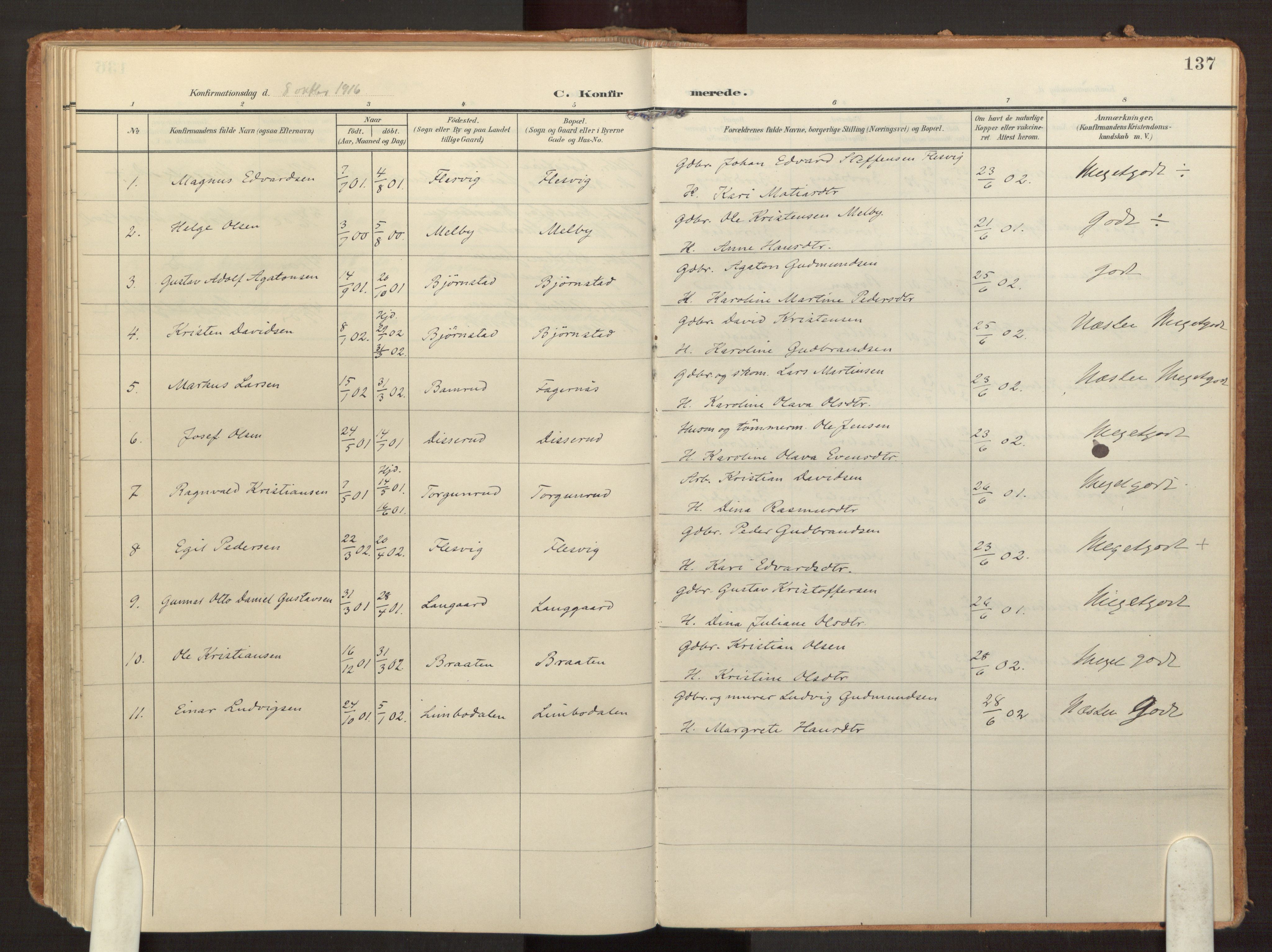 Hurdal prestekontor Kirkebøker, AV/SAO-A-10889/F/Fb/L0004: Parish register (official) no. II 4, 1902-1924, p. 137