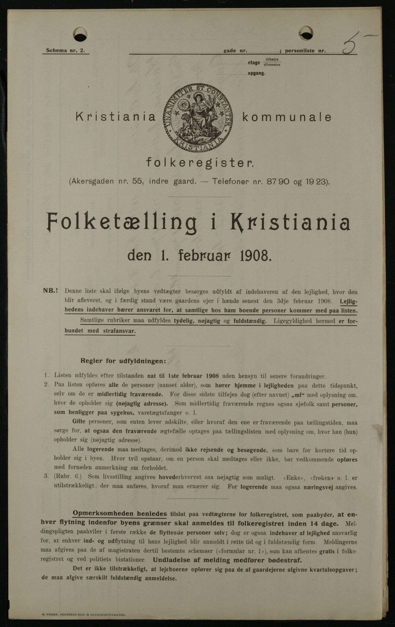 OBA, Municipal Census 1908 for Kristiania, 1908, p. 9509