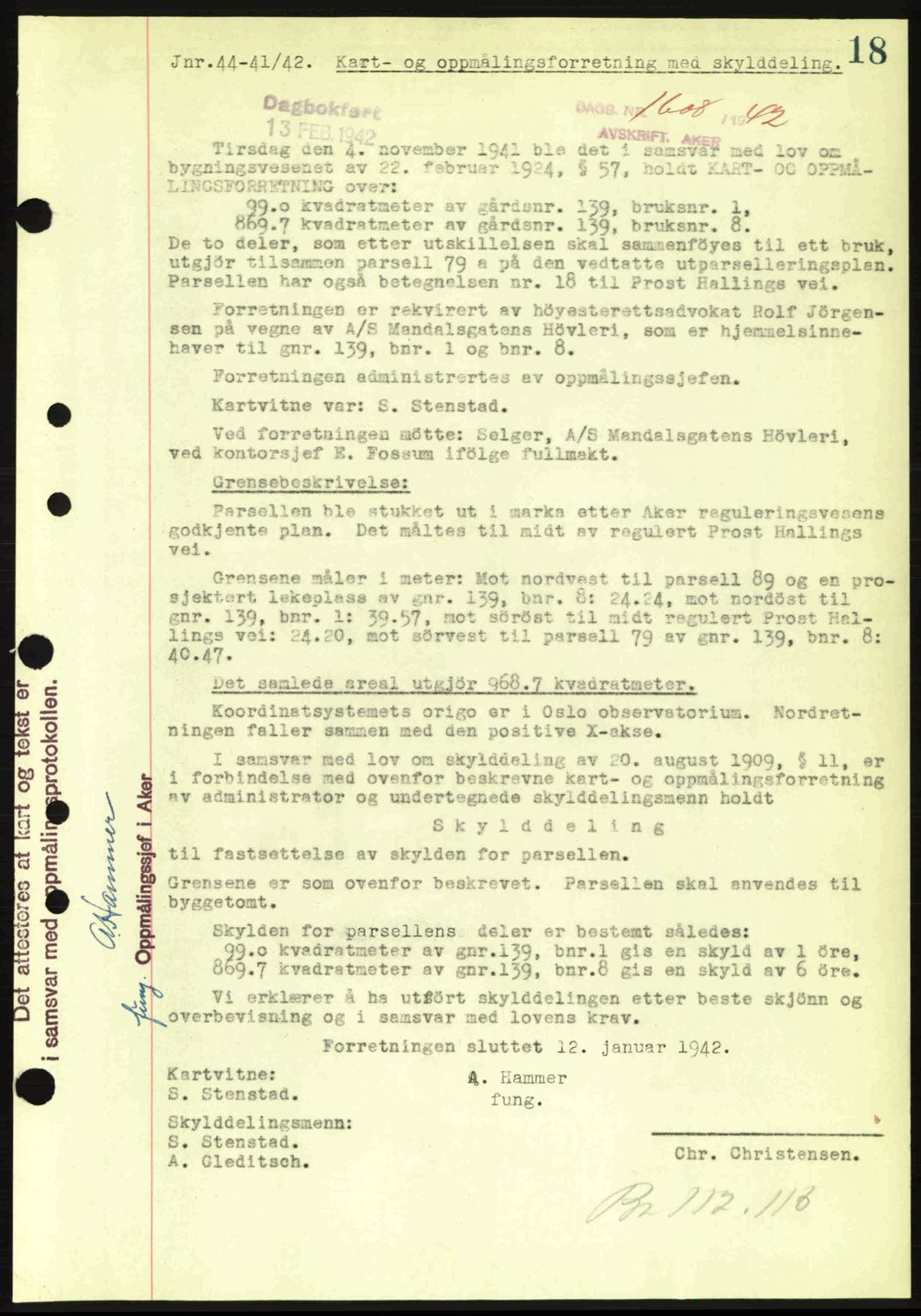 Aker herredsskriveri, AV/SAO-A-10896/G/Gb/Gba/Gbab/L0052: Mortgage book no. A175-176, 1941-1942, Diary no: : 1608/1942