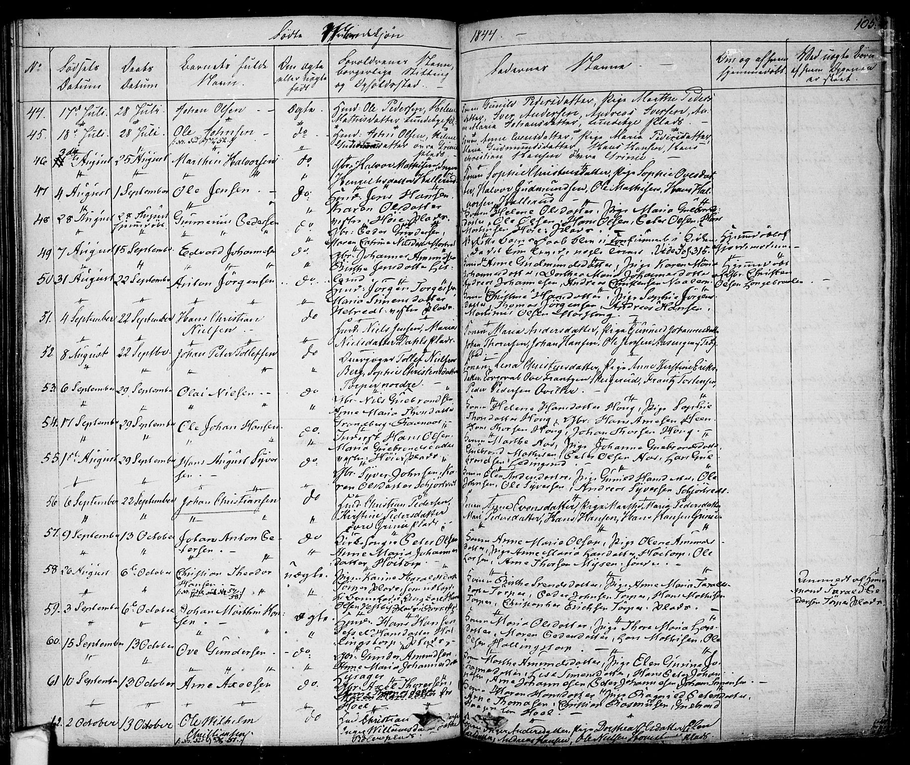 Eidsberg prestekontor Kirkebøker, AV/SAO-A-10905/F/Fa/L0008: Parish register (official) no. I 8, 1832-1848, p. 105