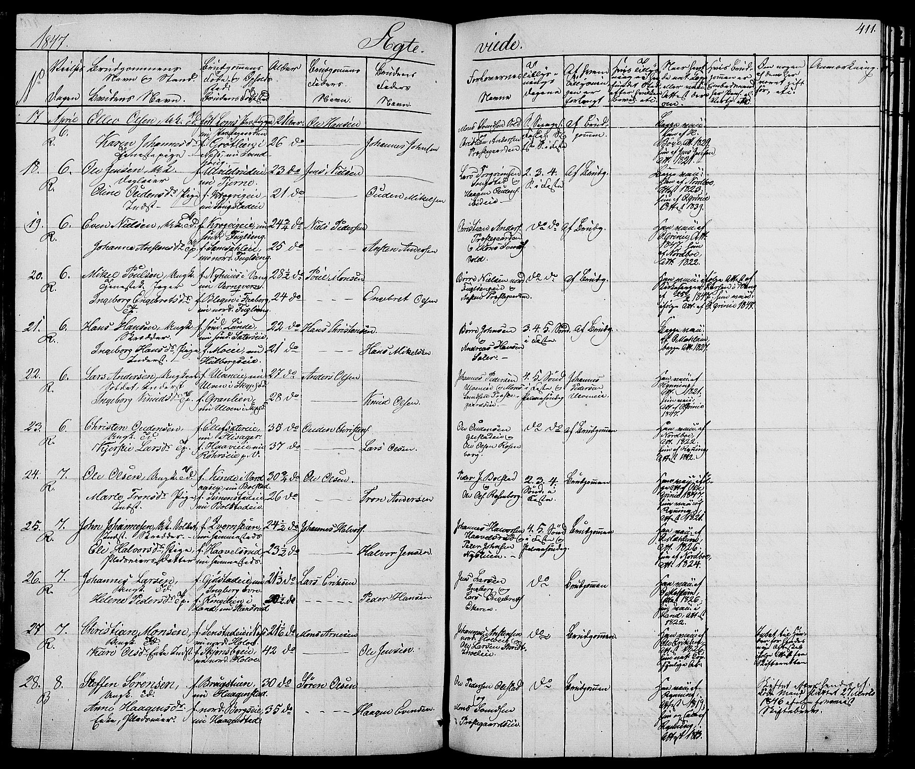 Ringsaker prestekontor, AV/SAH-PREST-014/L/La/L0005: Parish register (copy) no. 5, 1839-1850, p. 411