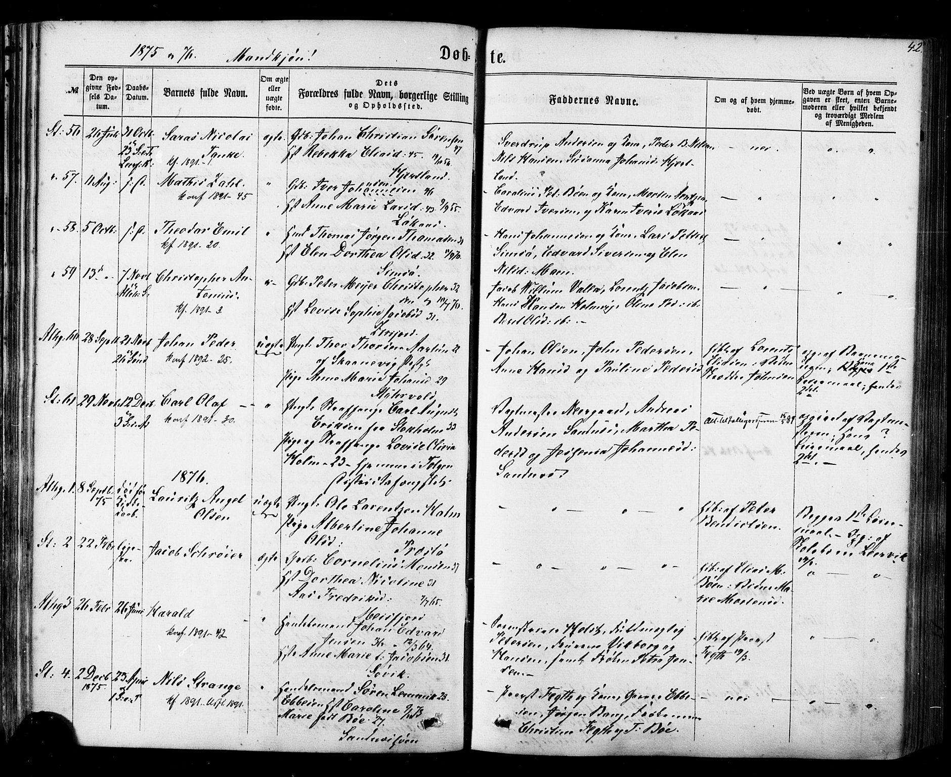 Ministerialprotokoller, klokkerbøker og fødselsregistre - Nordland, AV/SAT-A-1459/830/L0449: Parish register (official) no. 830A13, 1866-1886, p. 42