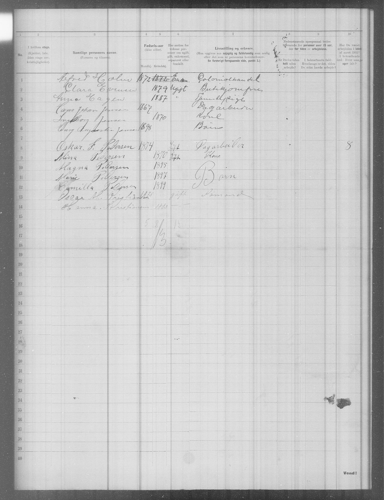 OBA, Municipal Census 1902 for Kristiania, 1902, p. 5852