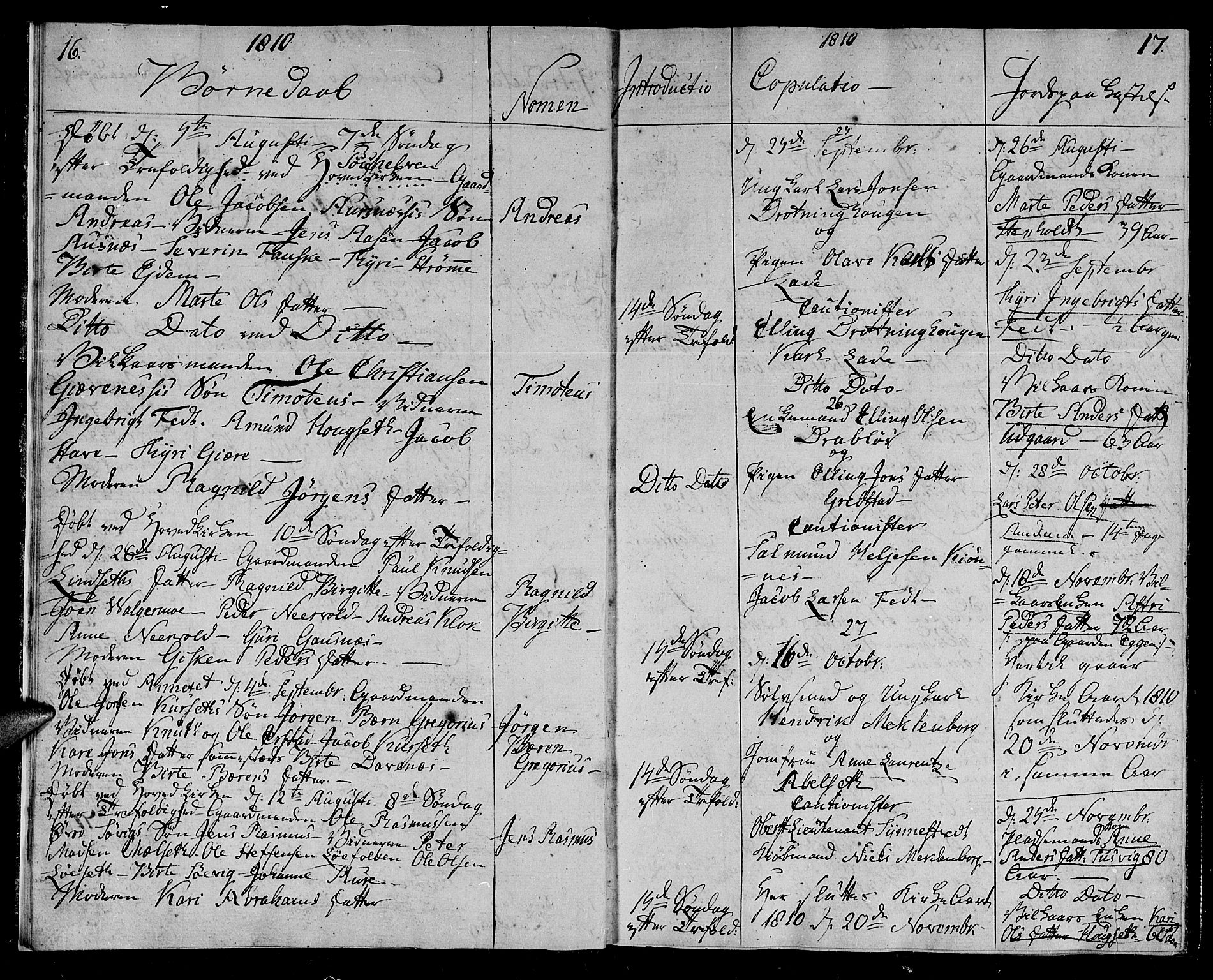 Ministerialprotokoller, klokkerbøker og fødselsregistre - Møre og Romsdal, AV/SAT-A-1454/522/L0309: Parish register (official) no. 522A04, 1810-1816, p. 16-17