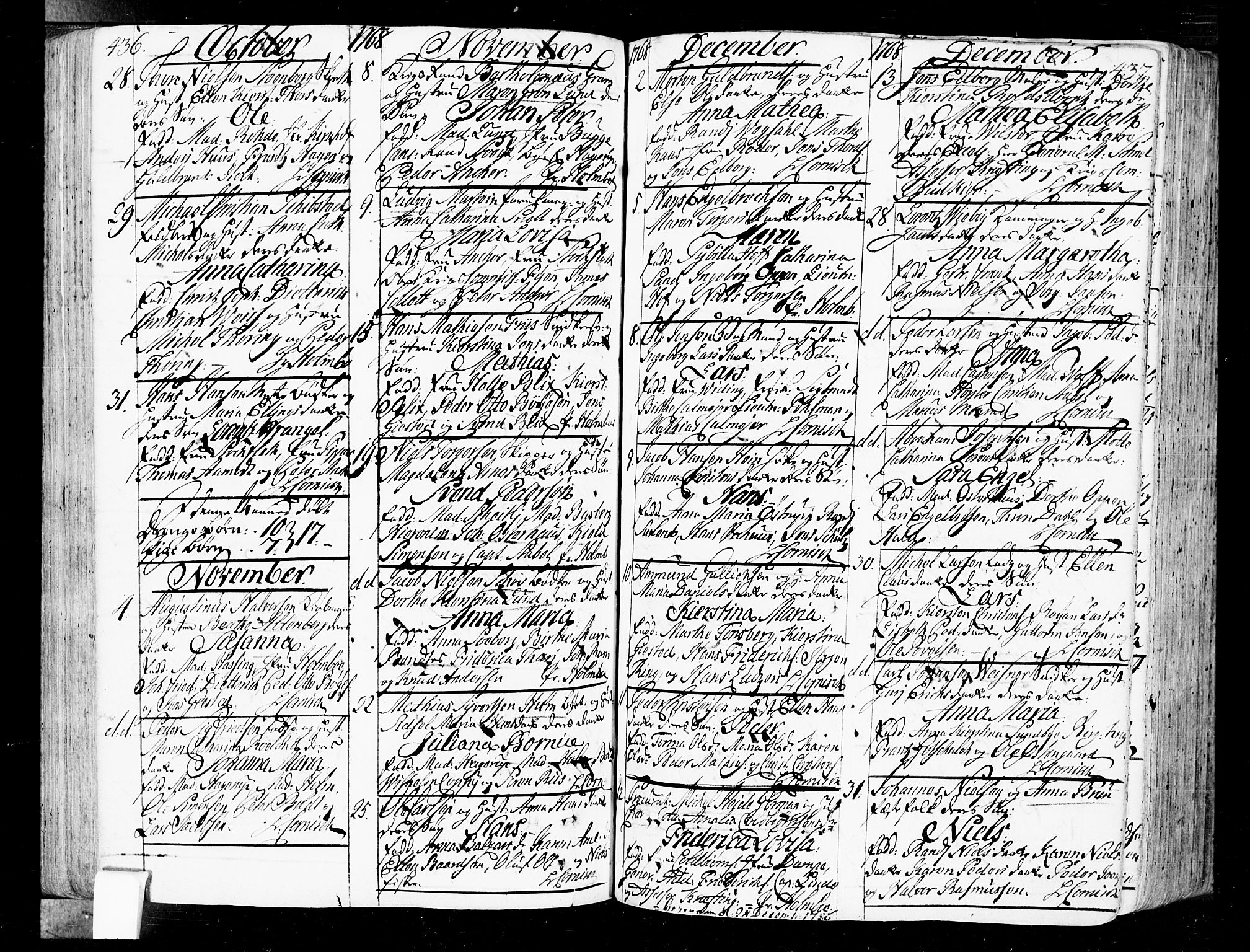 Oslo domkirke Kirkebøker, SAO/A-10752/F/Fa/L0004: Parish register (official) no. 4, 1743-1786, p. 436-437
