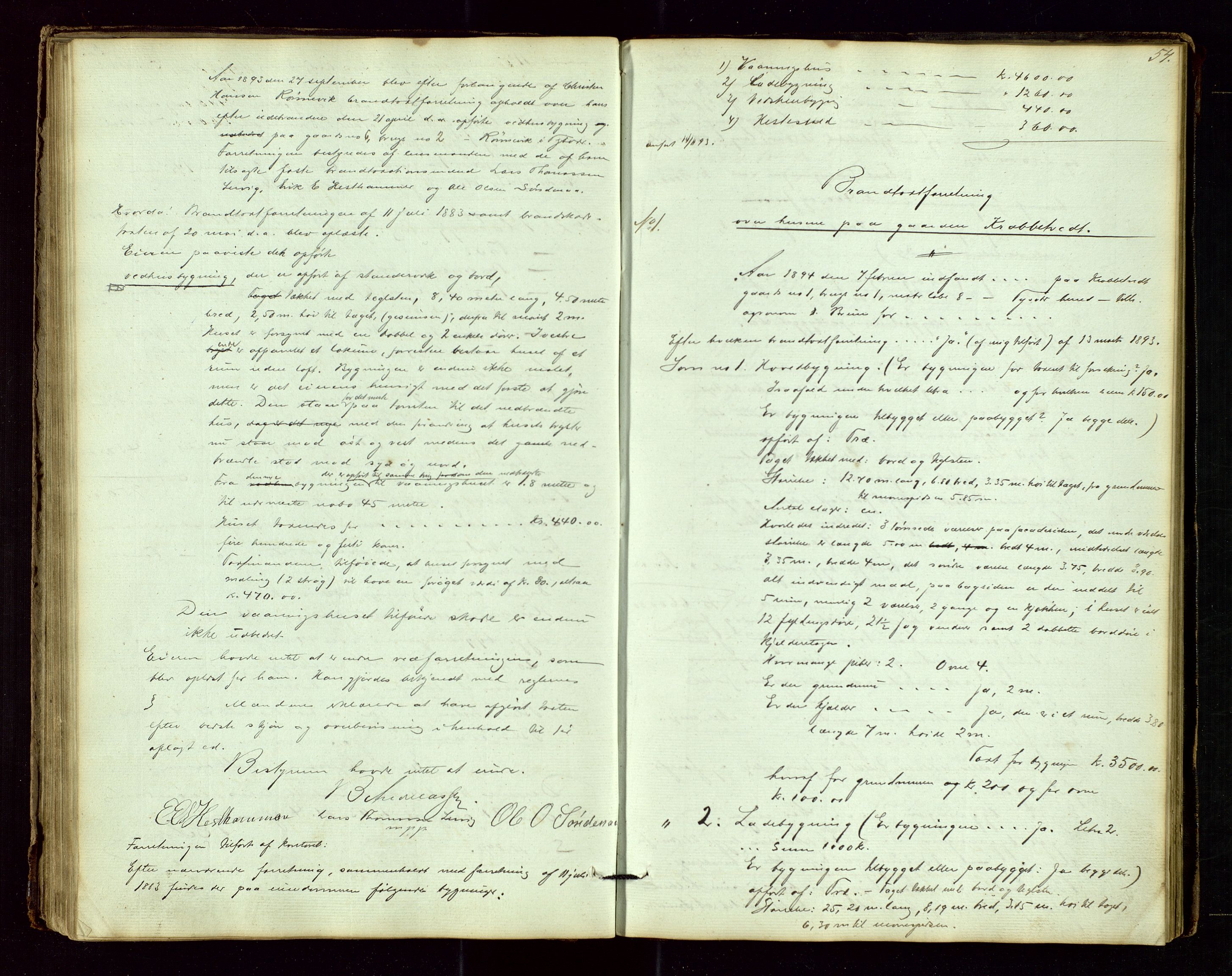 Tysvær lensmannskontor, AV/SAST-A-100192/Goa/L0001: "Brandtaxations-Protocol for Tysvær Thinglaug", 1846-1899, p. 53b-54a