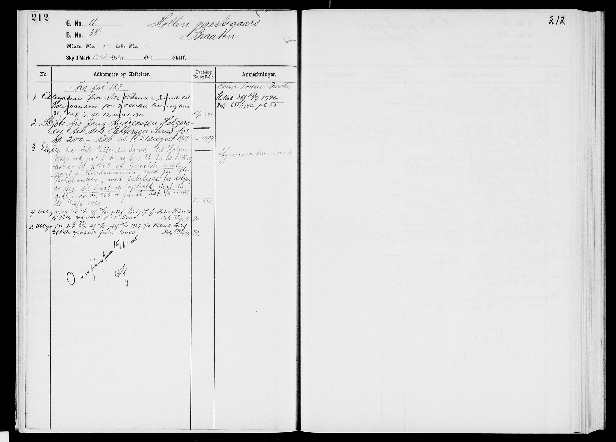 Nedre Telemark sorenskriveri, AV/SAKO-A-135/G/Gb/Gbg/L0001: Mortgage register no. VII 1, p. 212