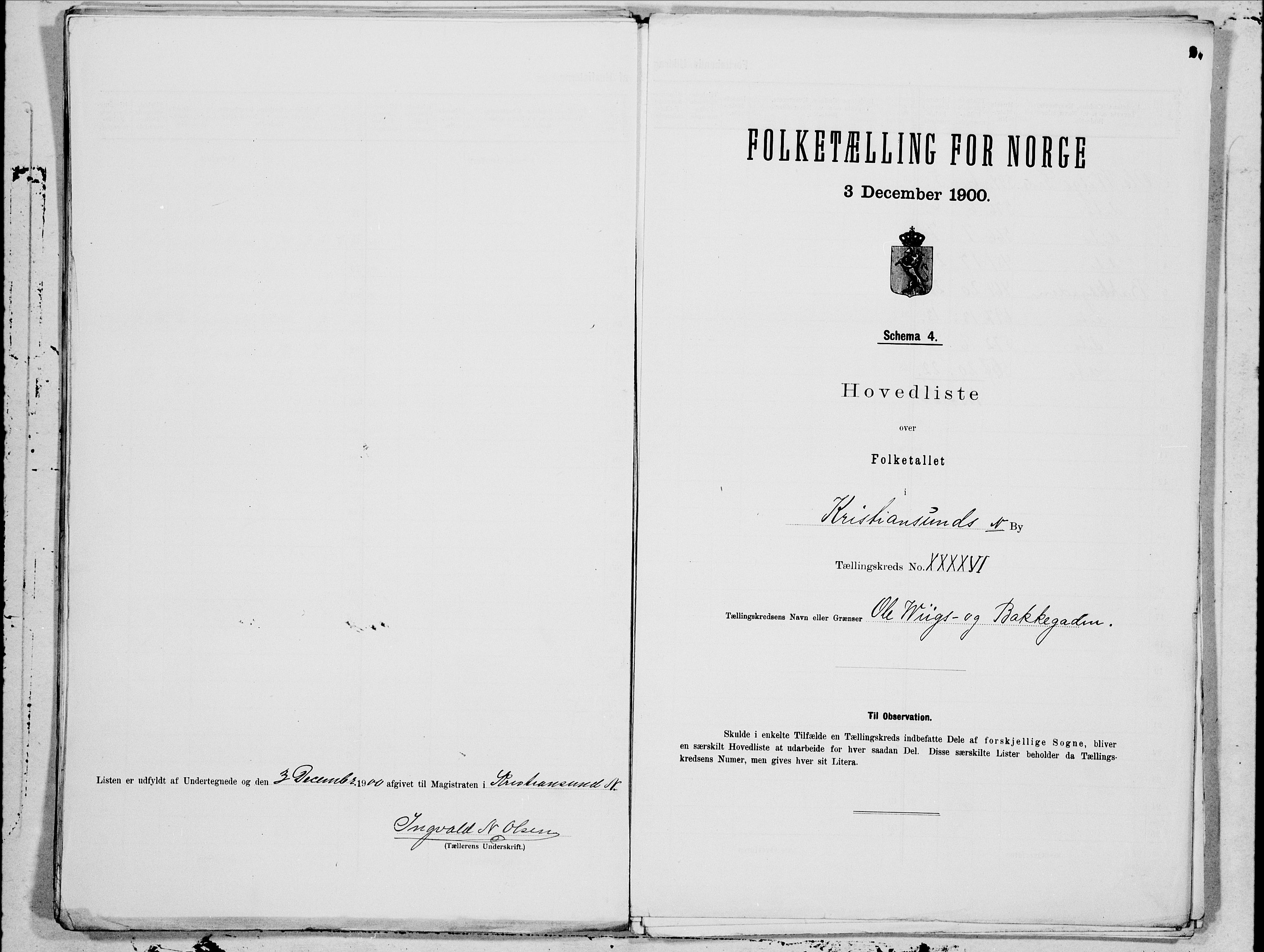 SAT, 1900 census for Kristiansund, 1900, p. 92