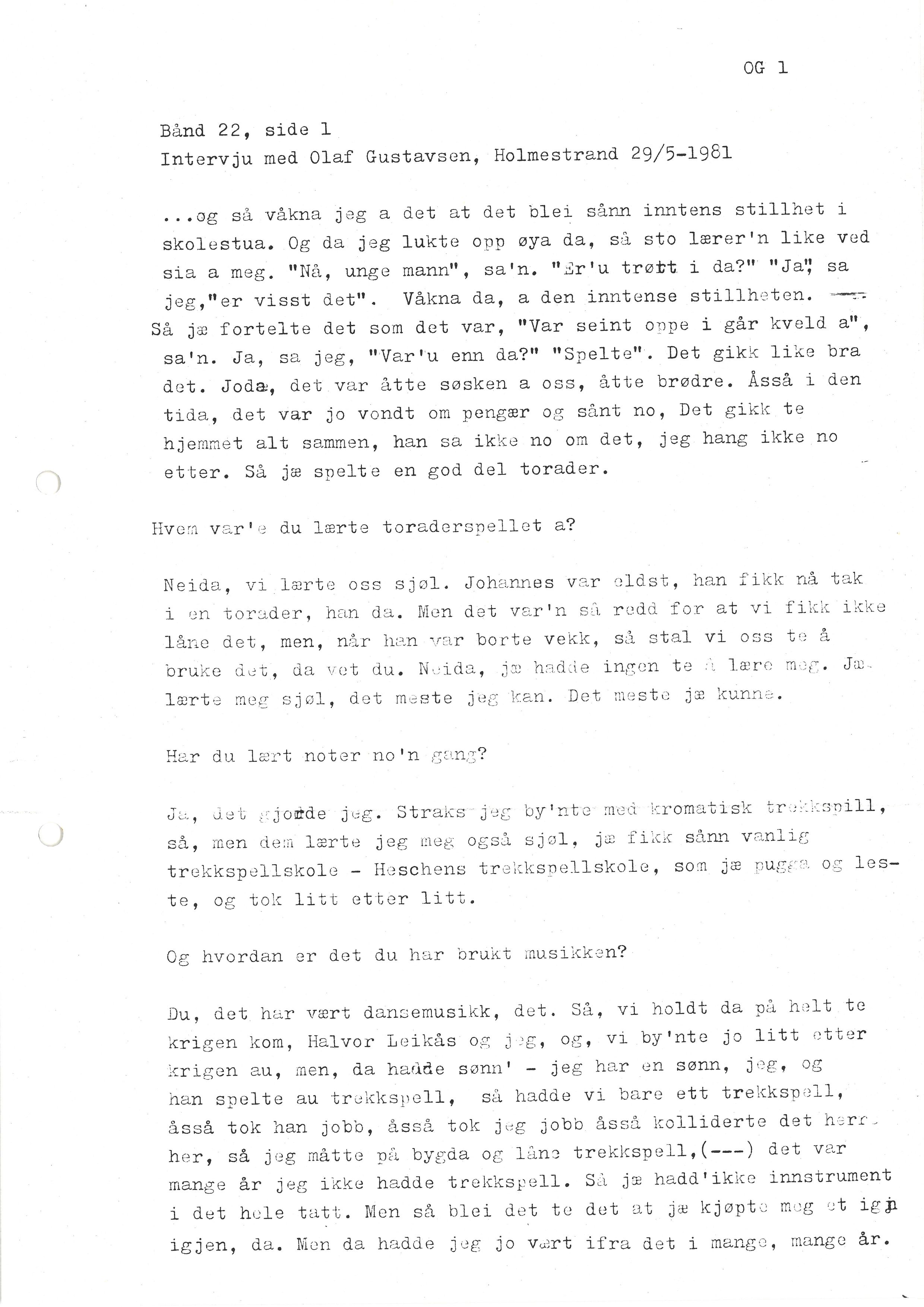 Sa 16 - Folkemusikk fra Vestfold, Gjerdesamlingen, VEMU/A-1868/I/L0001: Informantregister med intervjunedtegnelser, 1979-1986