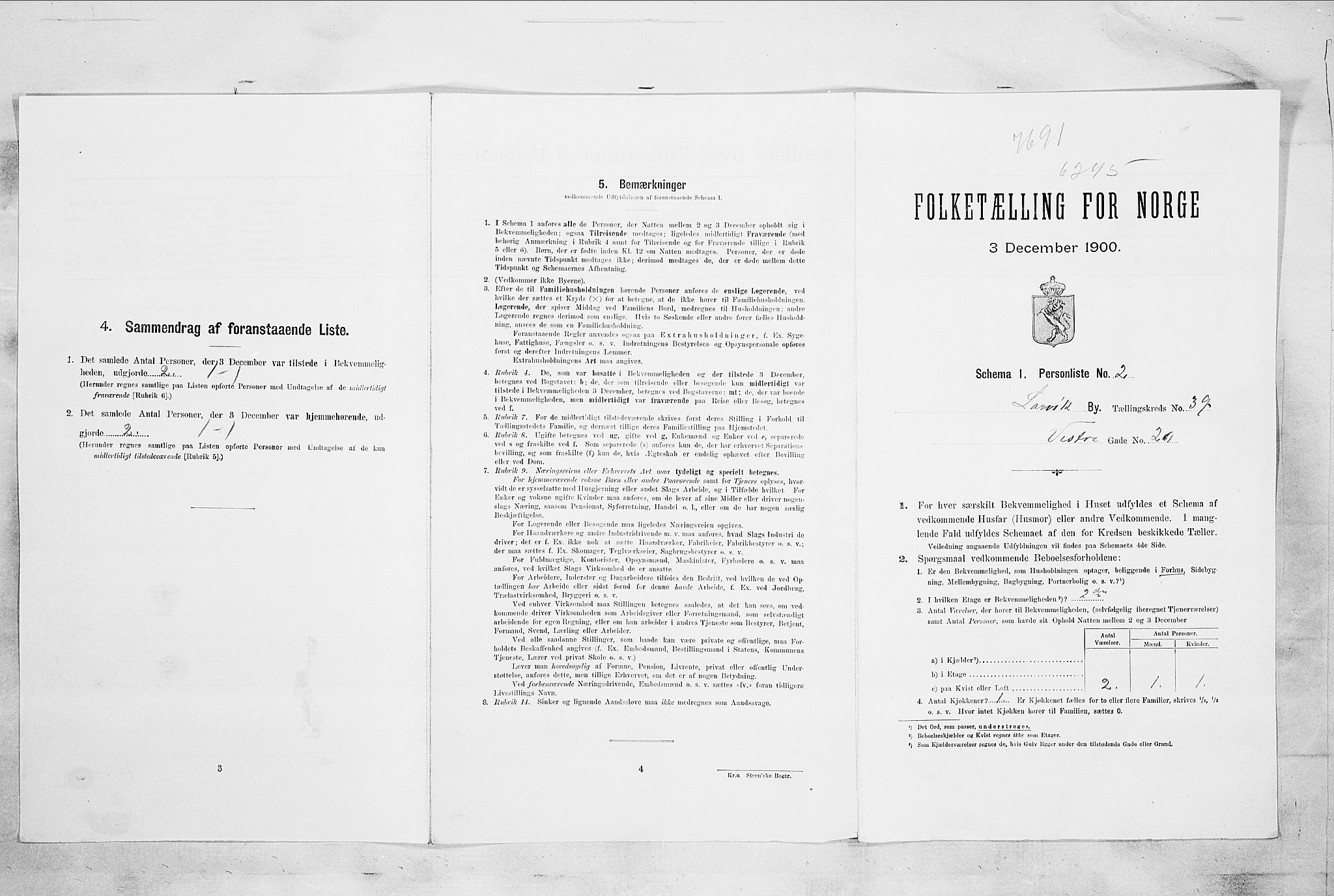 RA, 1900 census for Larvik, 1900, p. 7159