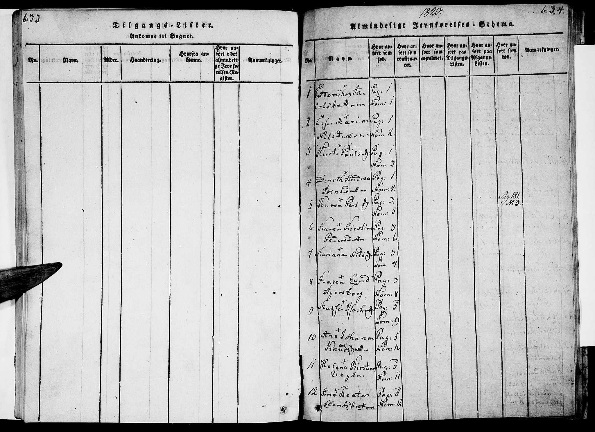 Ministerialprotokoller, klokkerbøker og fødselsregistre - Nordland, SAT/A-1459/820/L0288: Parish register (official) no. 820A09, 1820-1825, p. 633-634
