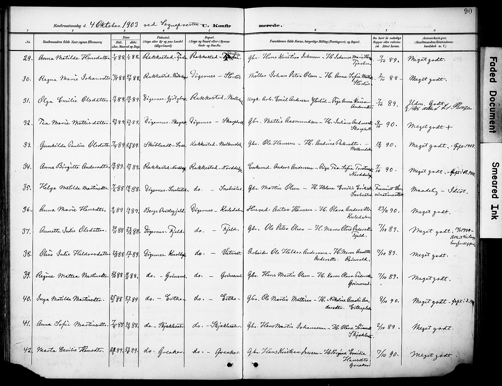 Rakkestad prestekontor Kirkebøker, AV/SAO-A-2008/F/Fb/L0002: Parish register (official) no. II 2, 1900-1920, p. 90