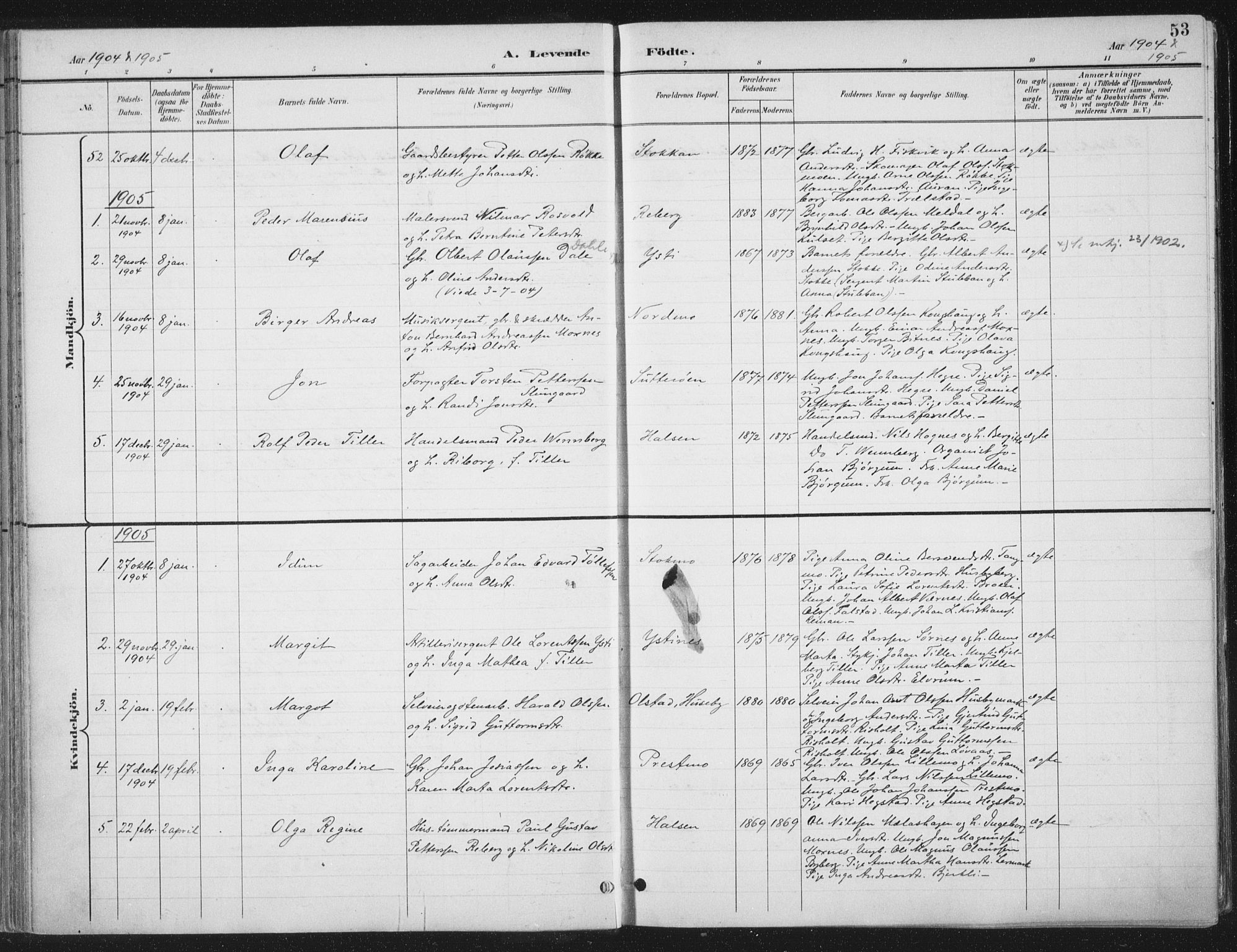 Ministerialprotokoller, klokkerbøker og fødselsregistre - Nord-Trøndelag, SAT/A-1458/709/L0082: Parish register (official) no. 709A22, 1896-1916, p. 53