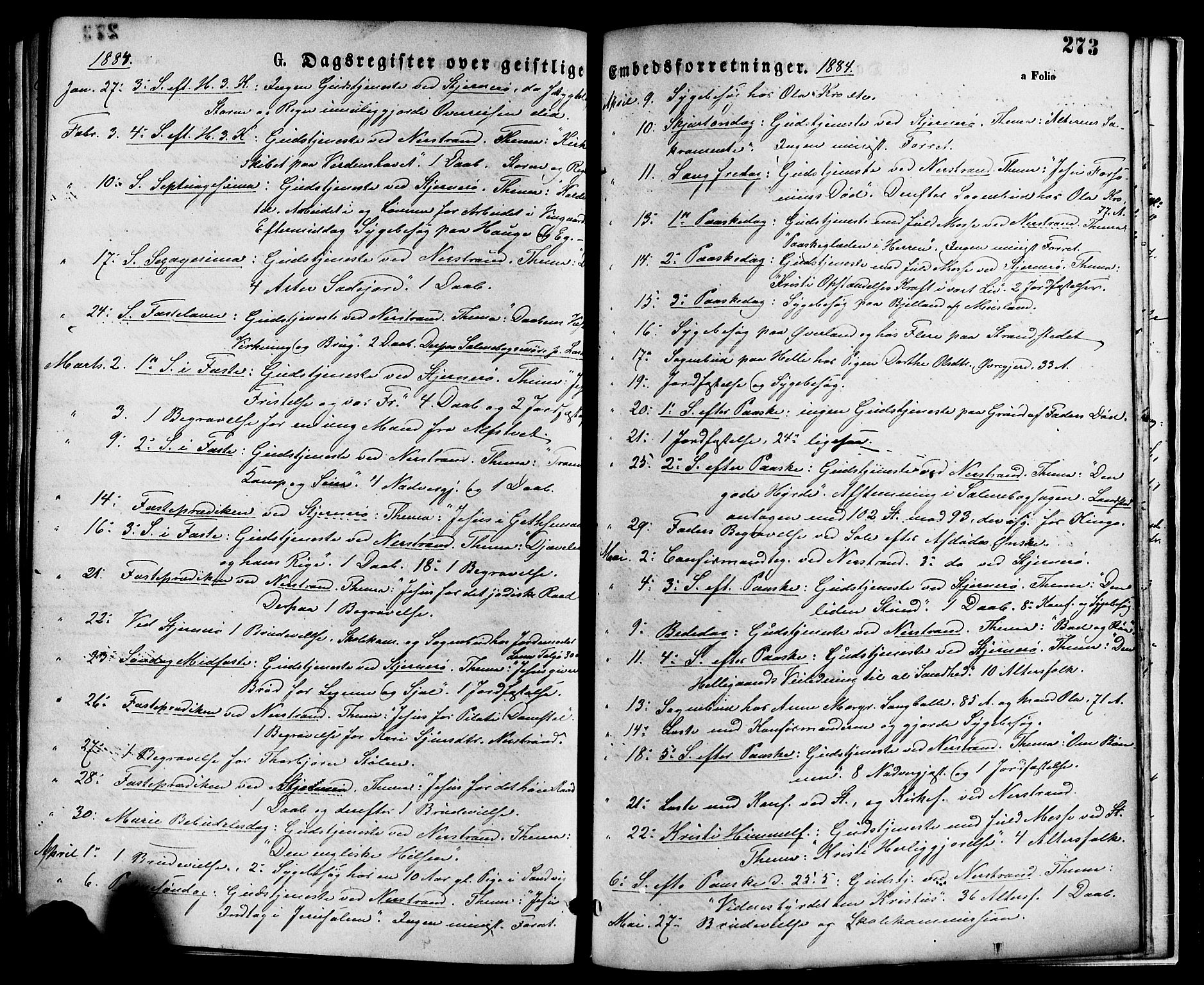 Nedstrand sokneprestkontor, SAST/A-101841/01/IV: Parish register (official) no. A 11, 1877-1887, p. 273