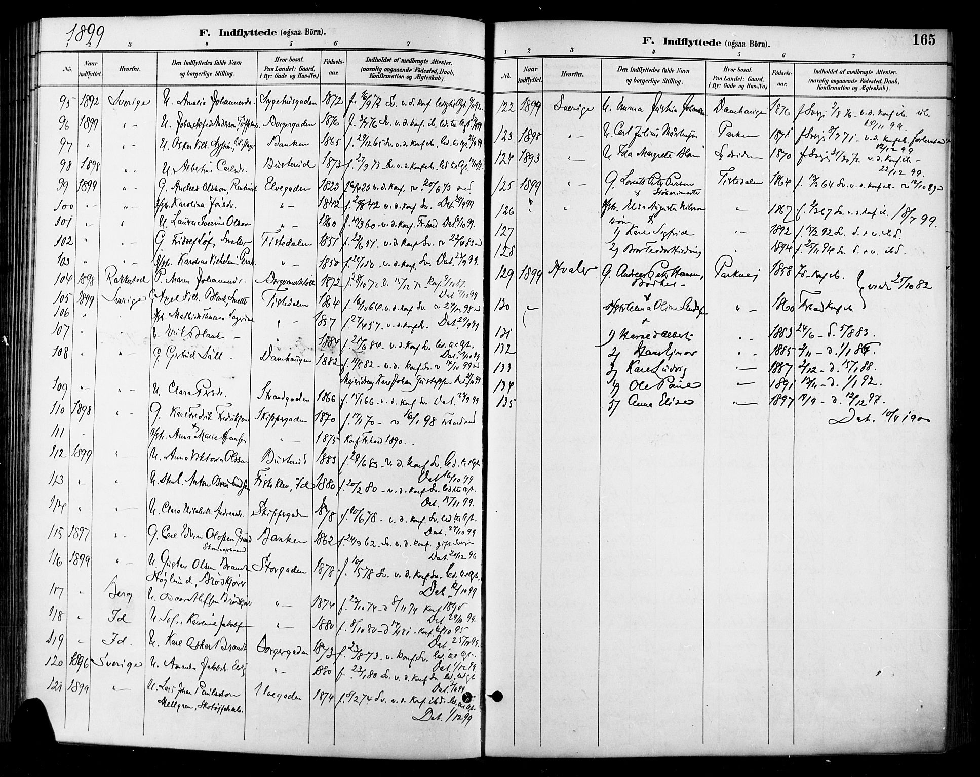 Halden prestekontor Kirkebøker, SAO/A-10909/F/Fa/L0014: Parish register (official) no. I 14, 1890-1906, p. 165
