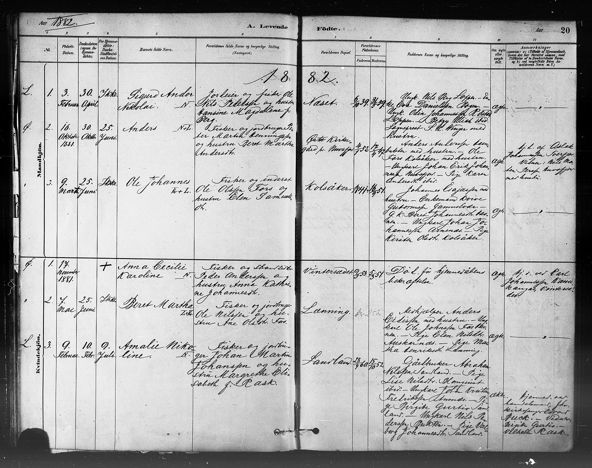 Loppa sokneprestkontor, SATØ/S-1339/H/Ha/L0006kirke: Parish register (official) no. 6, 1879-1895, p. 20