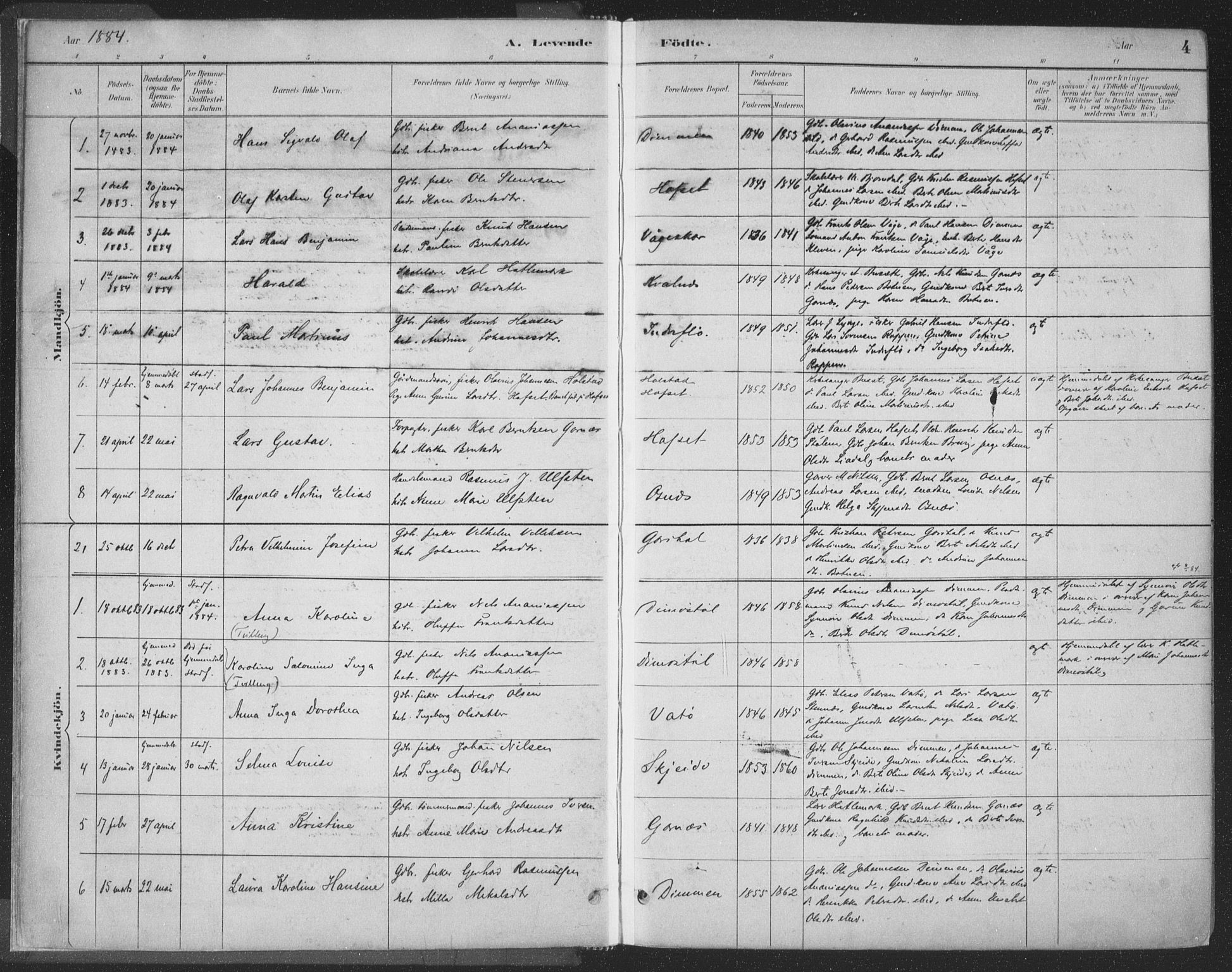 Ministerialprotokoller, klokkerbøker og fødselsregistre - Møre og Romsdal, AV/SAT-A-1454/509/L0106: Parish register (official) no. 509A04, 1883-1922, p. 4