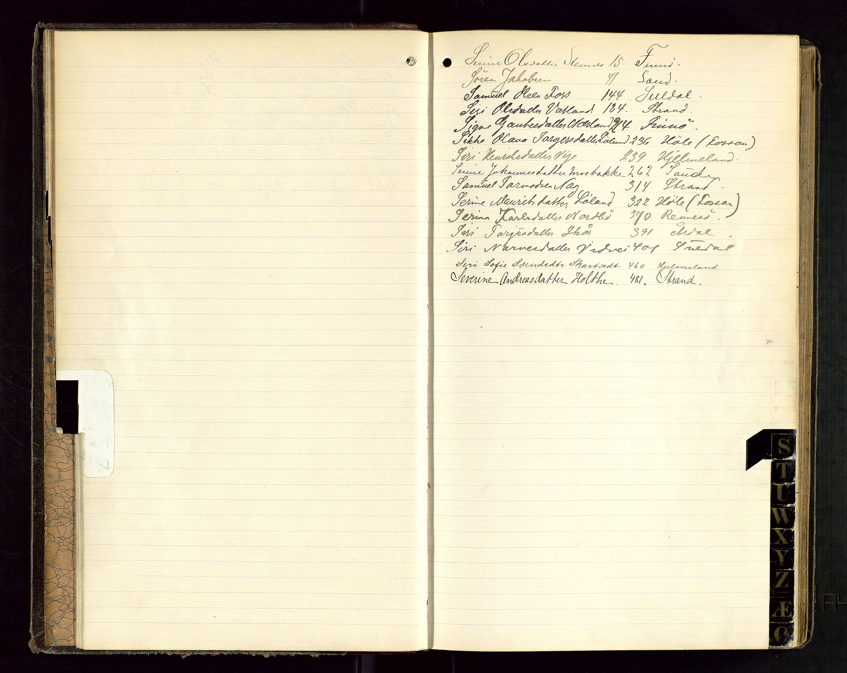 Ryfylke tingrett, AV/SAST-A-100055/001/IV/IVD/L0029: Skifteprotokoll, register i protokollen, 1893-1897