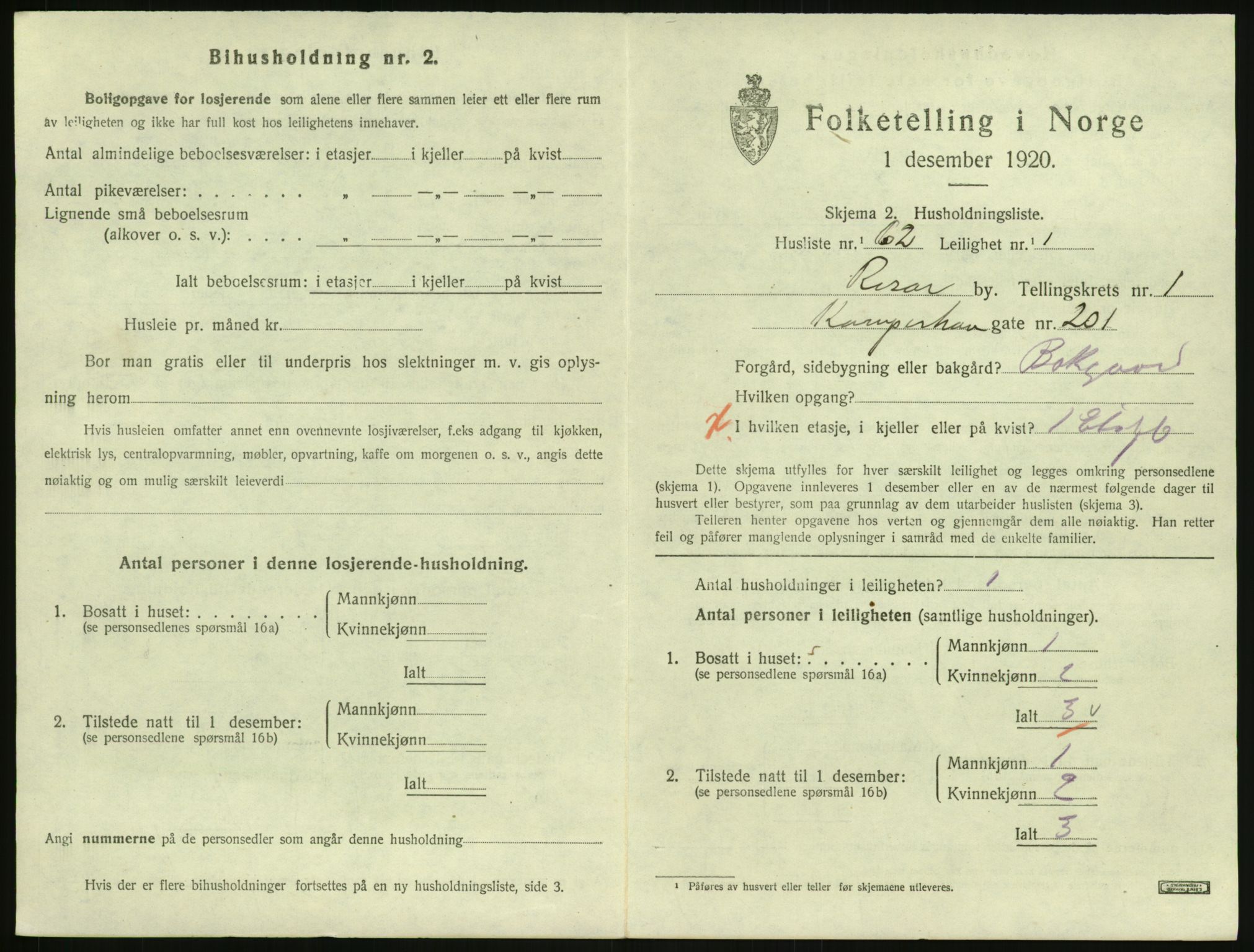 SAK, 1920 census for Risør, 1920, p. 1487