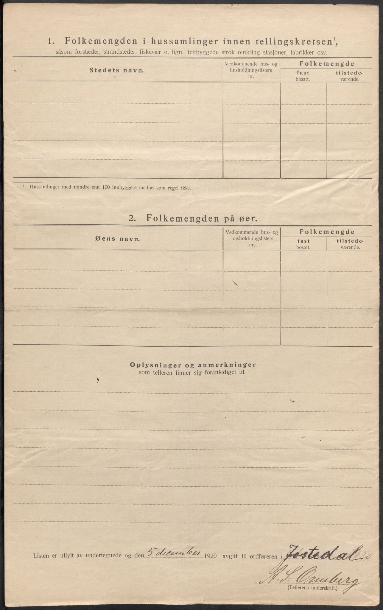 SAB, 1920 census for Jostedal, 1920, p. 6