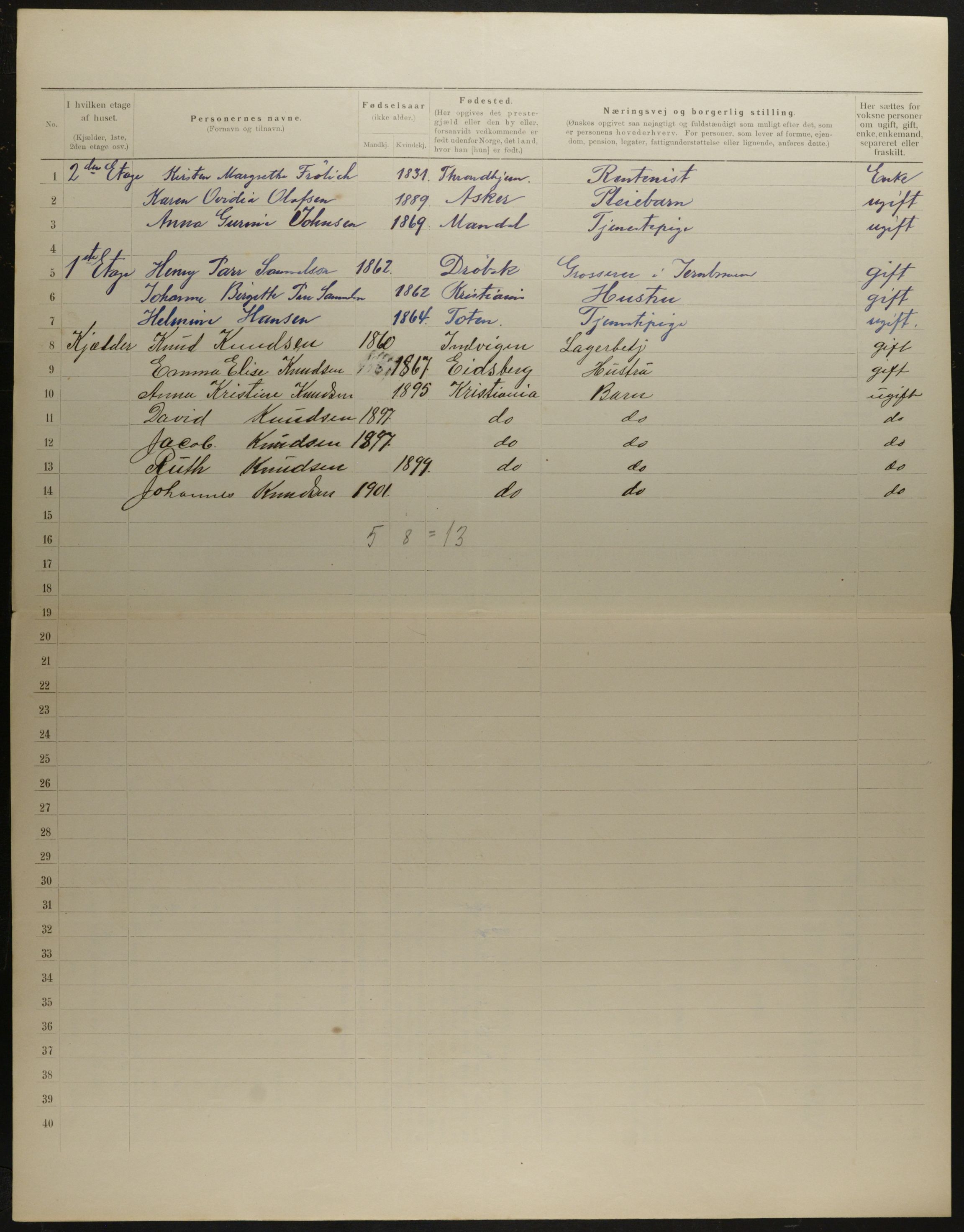 OBA, Municipal Census 1901 for Kristiania, 1901, p. 11547