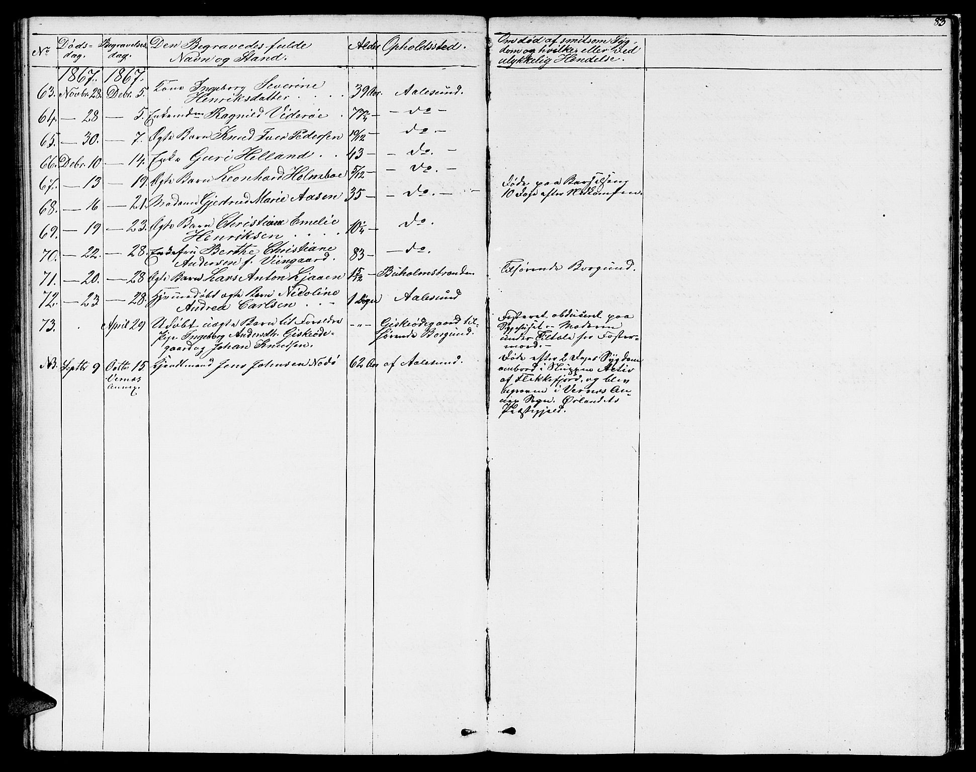 Ministerialprotokoller, klokkerbøker og fødselsregistre - Møre og Romsdal, SAT/A-1454/529/L0464: Parish register (copy) no. 529C01, 1855-1867, p. 83