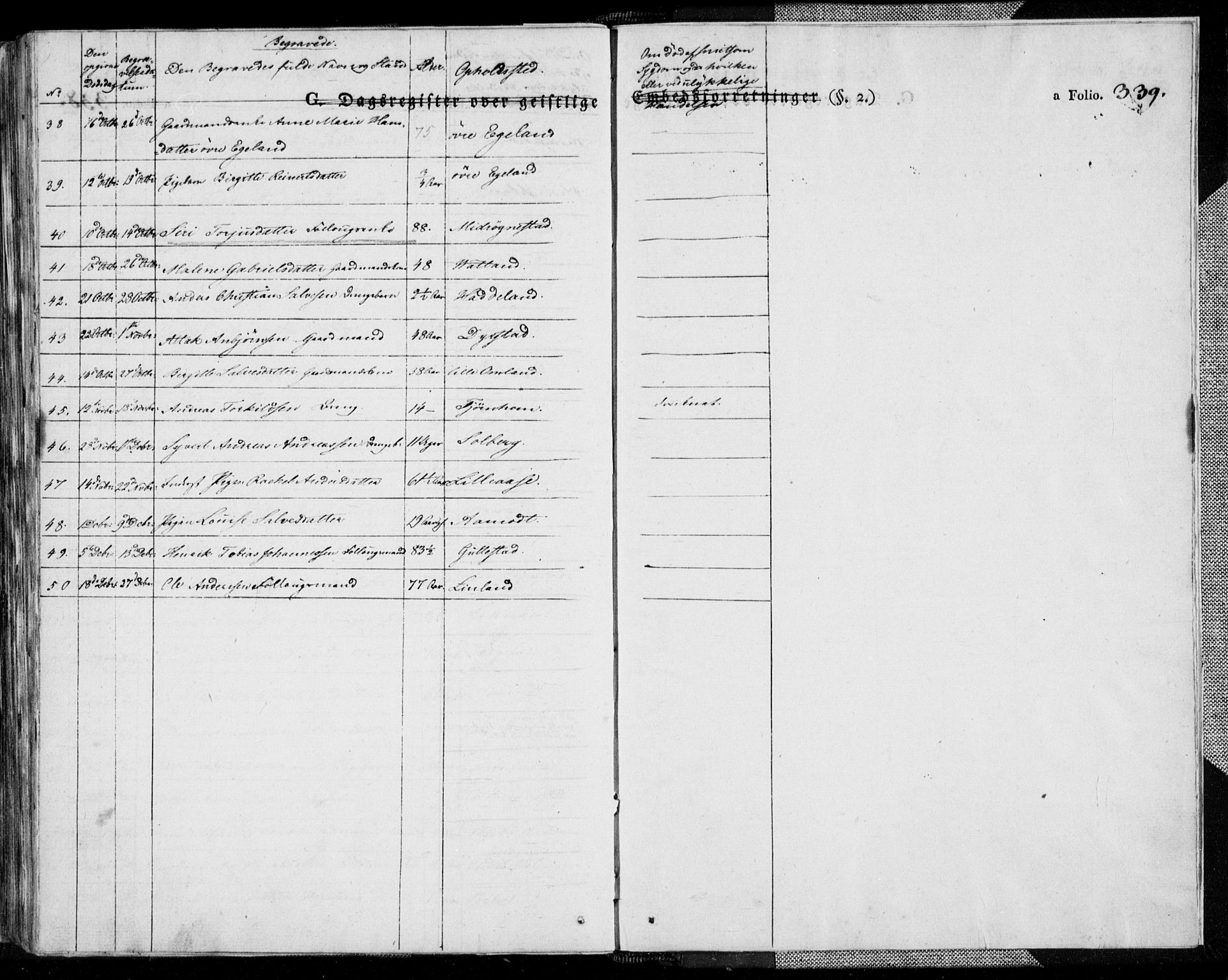 Kvinesdal sokneprestkontor, AV/SAK-1111-0026/F/Fa/Fab/L0004: Parish register (official) no. A 4, 1829-1843, p. 339