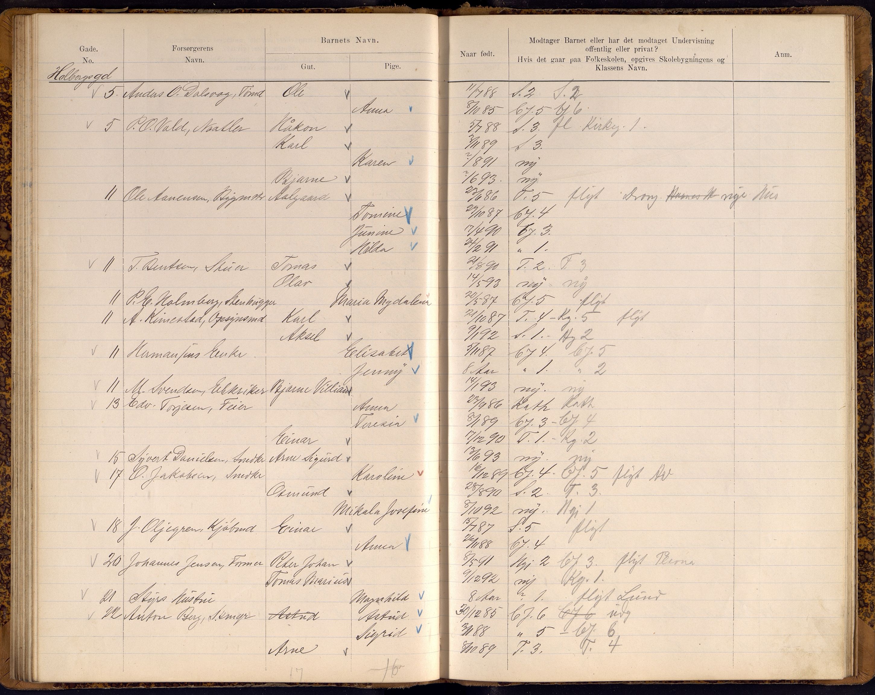 Kristiansand By - Skolekommisjonen/ -Styret, ARKSOR/1001KG510/J/Jb/L0009: Barnetelling, 1899