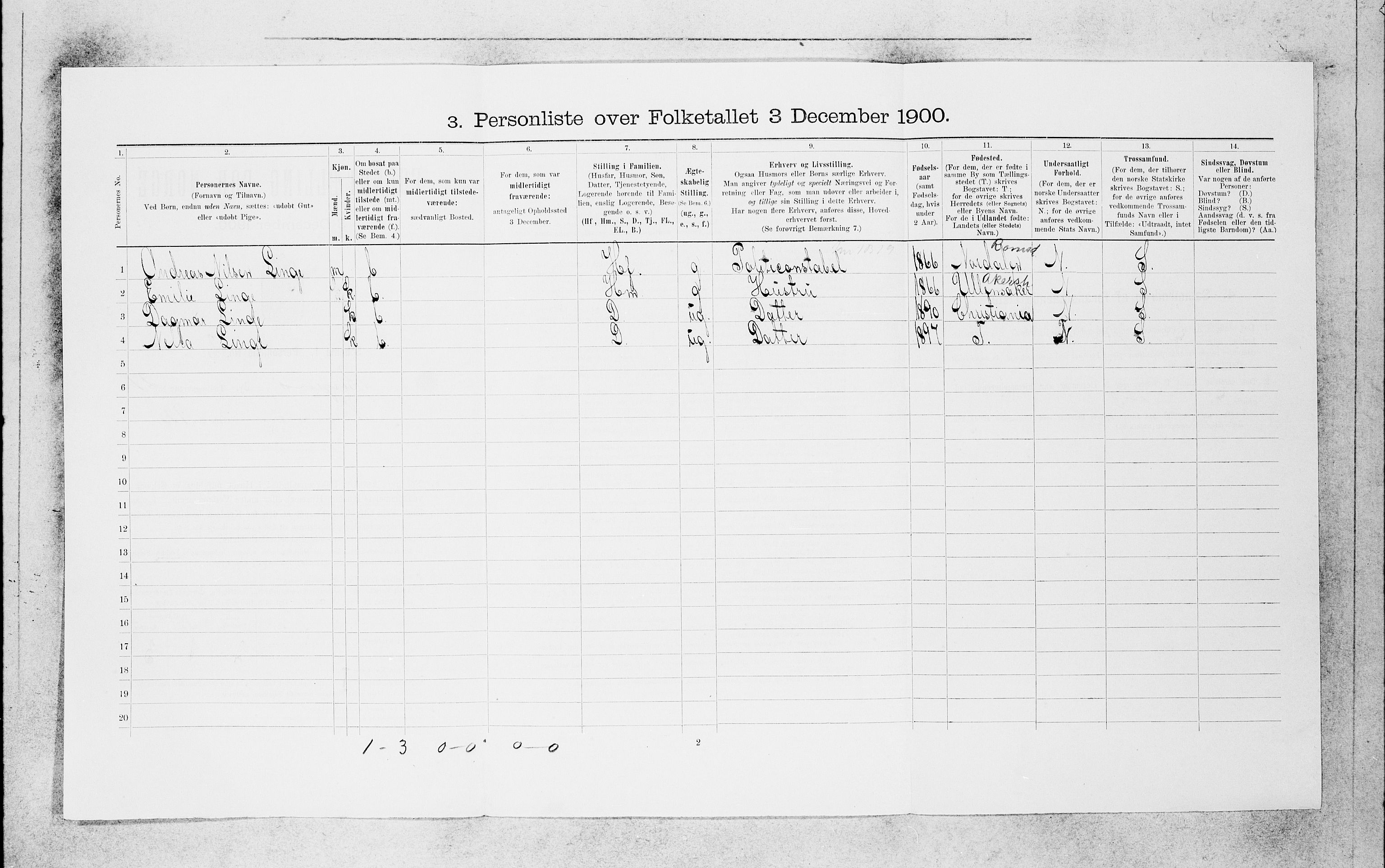 SAB, 1900 census for Bergen, 1900, p. 5671