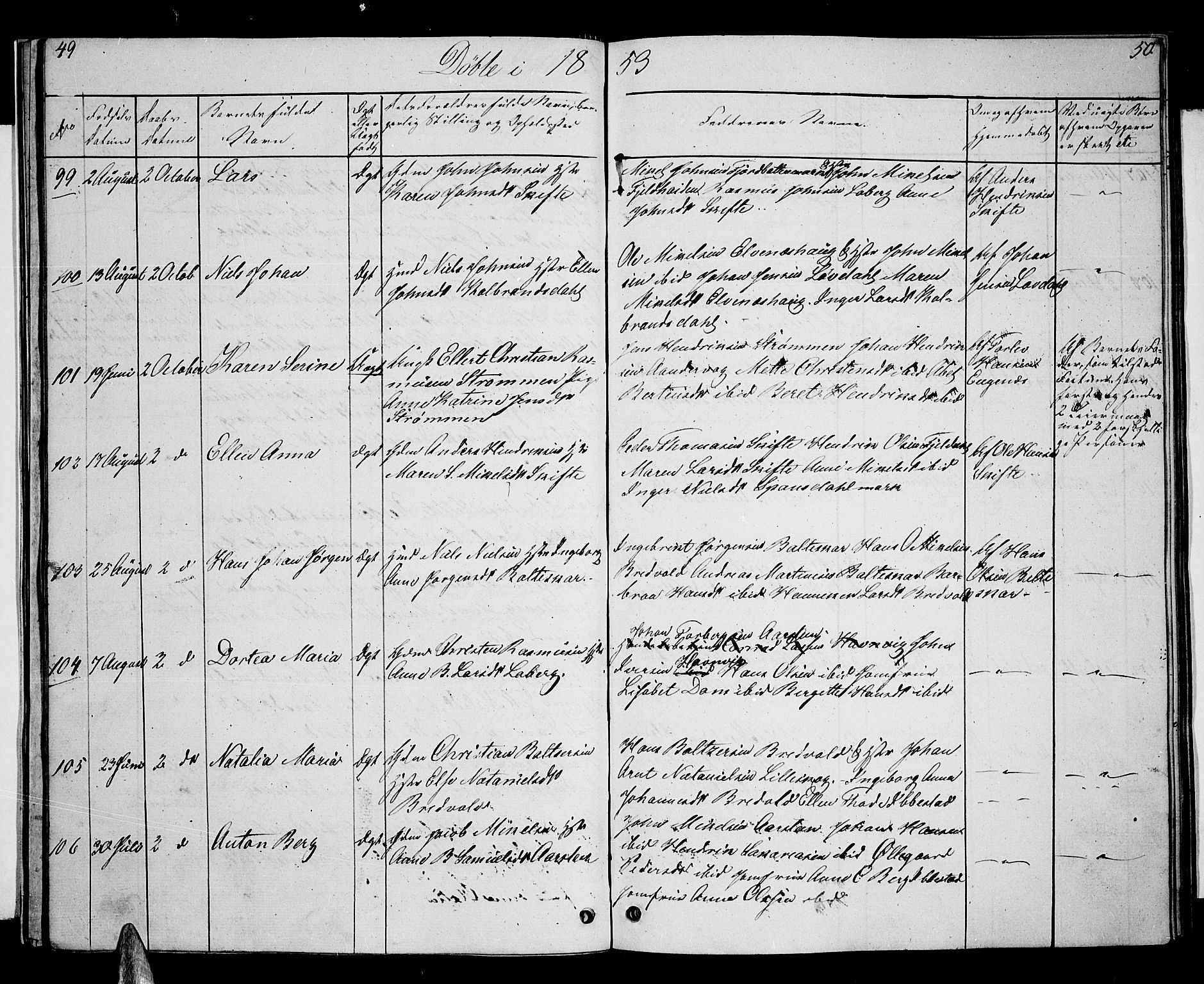 Ibestad sokneprestembete, SATØ/S-0077/H/Ha/Hab/L0004klokker: Parish register (copy) no. 4, 1852-1860, p. 49-50