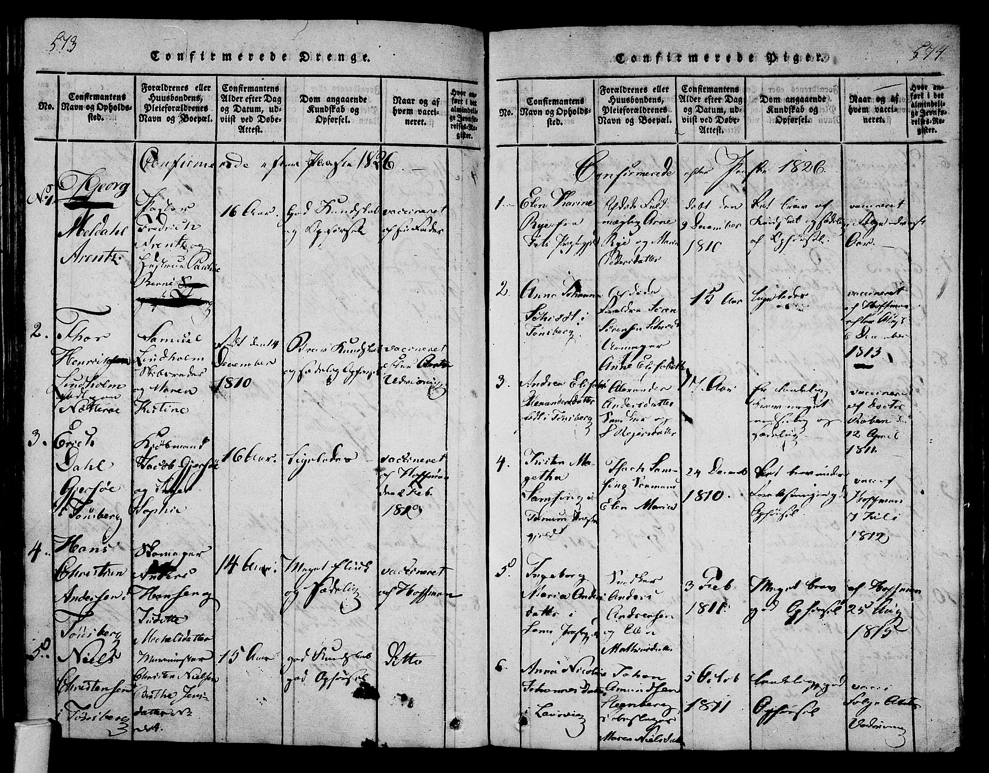 Tønsberg kirkebøker, AV/SAKO-A-330/F/Fa/L0004: Parish register (official) no. I 4, 1813-1826, p. 573-574