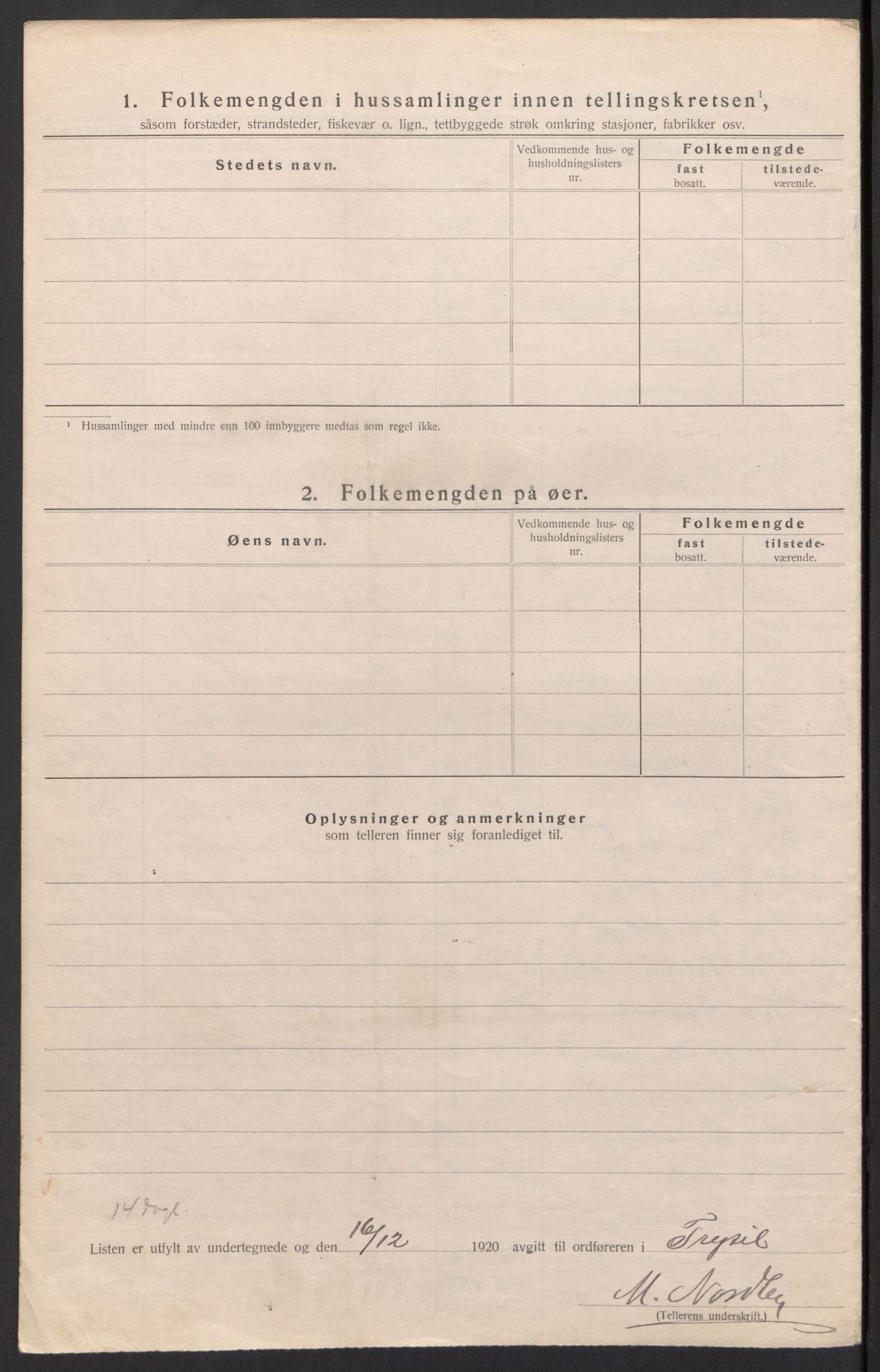 SAH, 1920 census for Trysil, 1920, p. 56