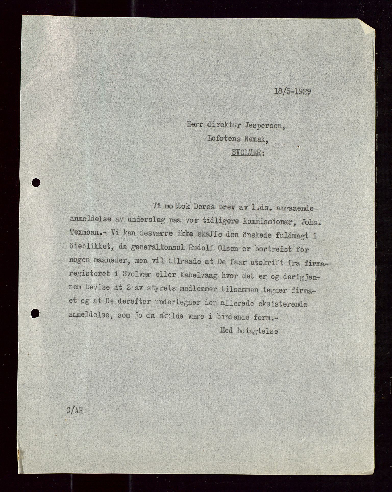 Pa 1521 - A/S Norske Shell, AV/SAST-A-101915/E/Ea/Eaa/L0018: Sjefskorrespondanse, 1929, p. 29