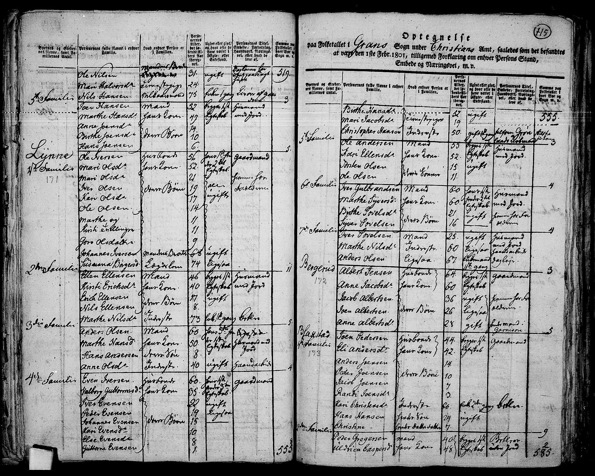 RA, 1801 census for 0534P Gran, 1801, p. 714b-715a
