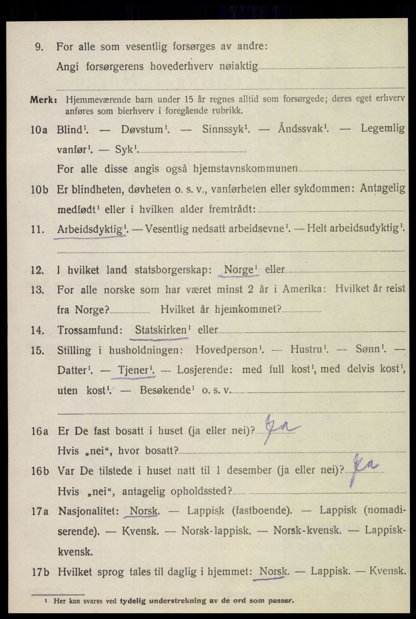 SAT, 1920 census for Verdal, 1920, p. 2368