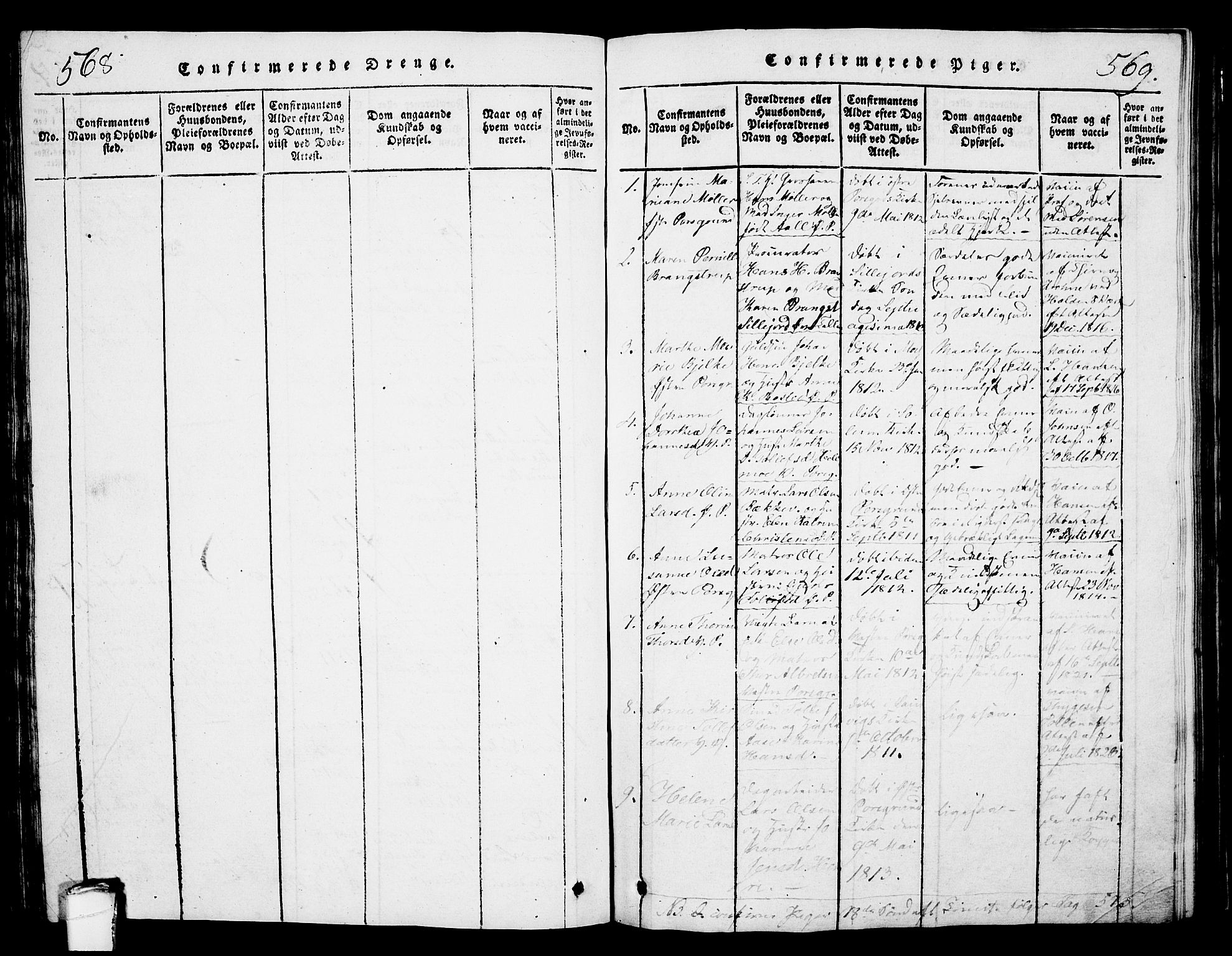 Porsgrunn kirkebøker , AV/SAKO-A-104/G/Gb/L0001: Parish register (copy) no. II 1, 1817-1828, p. 568-569